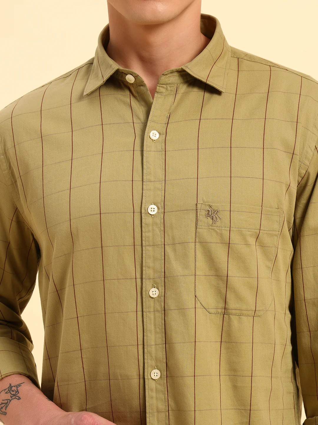 Casual Shirt for Men | Breathable & Soft with Color Fastness Regular Fit Spread Collar Neck Cotton Fabric Checkered Pattern - Image 8