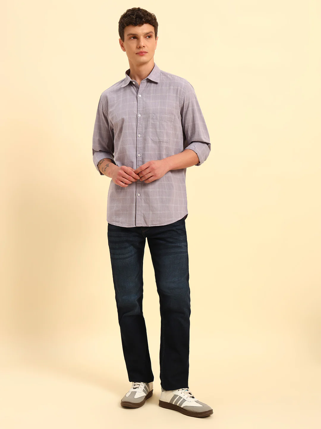 Casual Shirt for Men | Breathable & Soft with Color Fastness Regular Fit Spread Collar Neck Cotton Fabric Checkered Pattern - Image 2