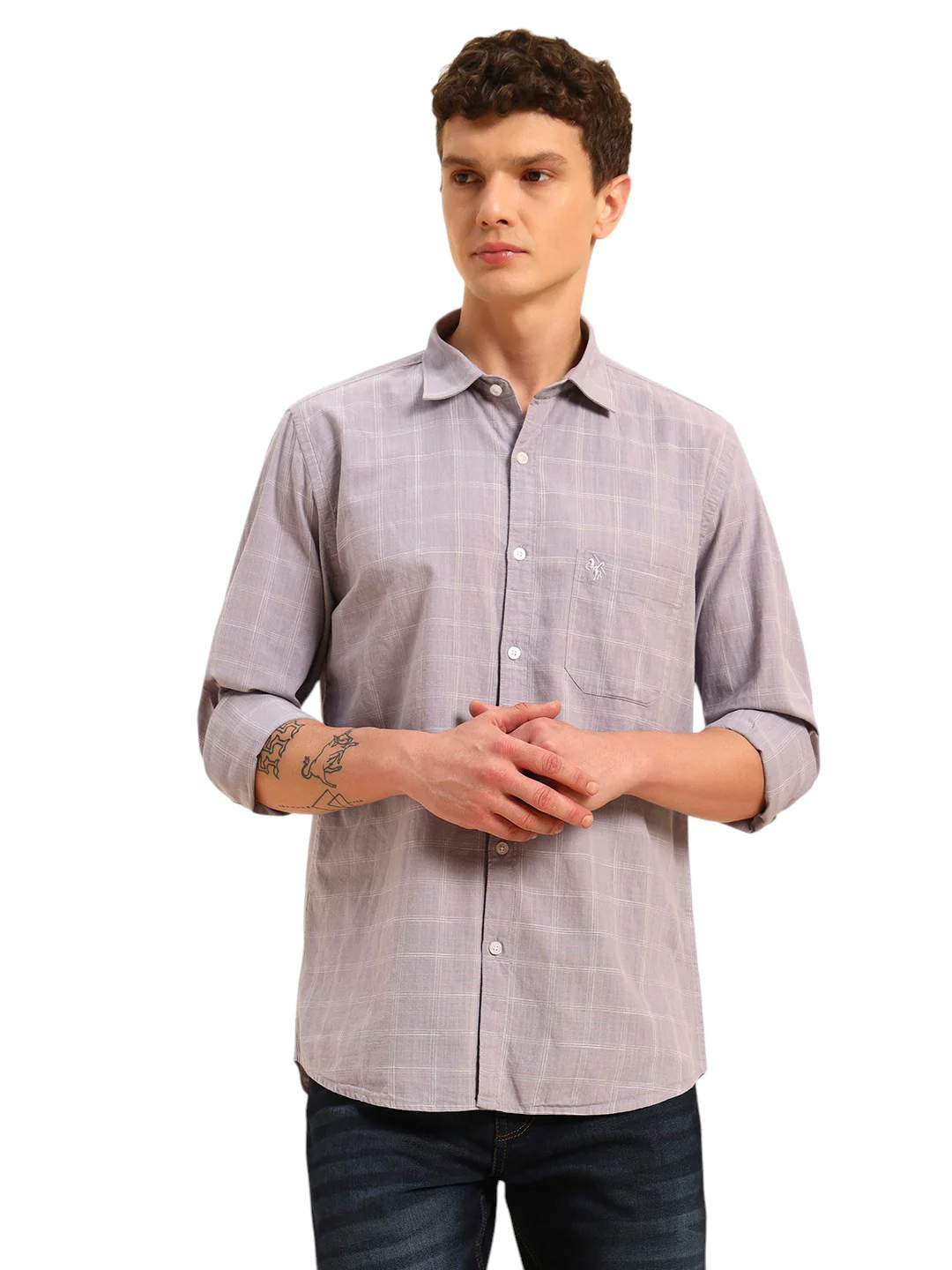 Casual Shirt for Men | Breathable & Soft with Color Fastness Regular Fit Spread Collar Neck Cotton Fabric Checkered Pattern - Image 3