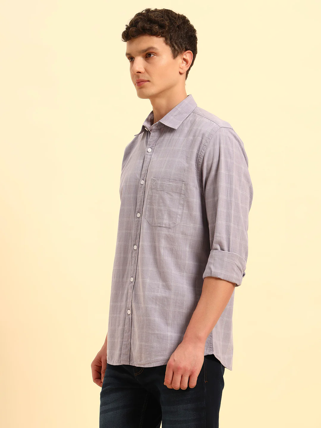Casual Shirt for Men | Breathable & Soft with Color Fastness Regular Fit Spread Collar Neck Cotton Fabric Checkered Pattern - Image 5