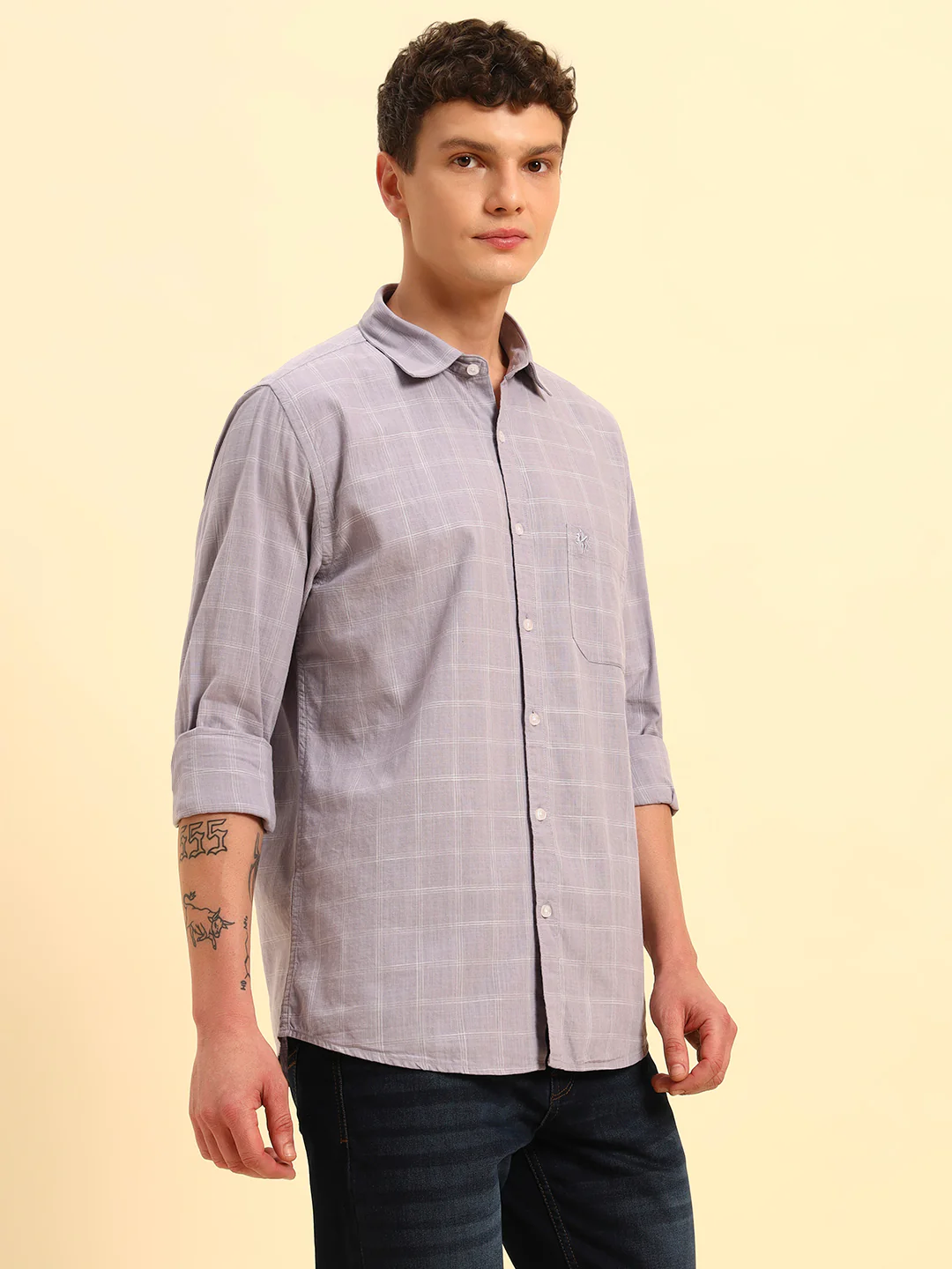 Casual Shirt for Men | Breathable & Soft with Color Fastness Regular Fit Spread Collar Neck Cotton Fabric Checkered Pattern - Image 6