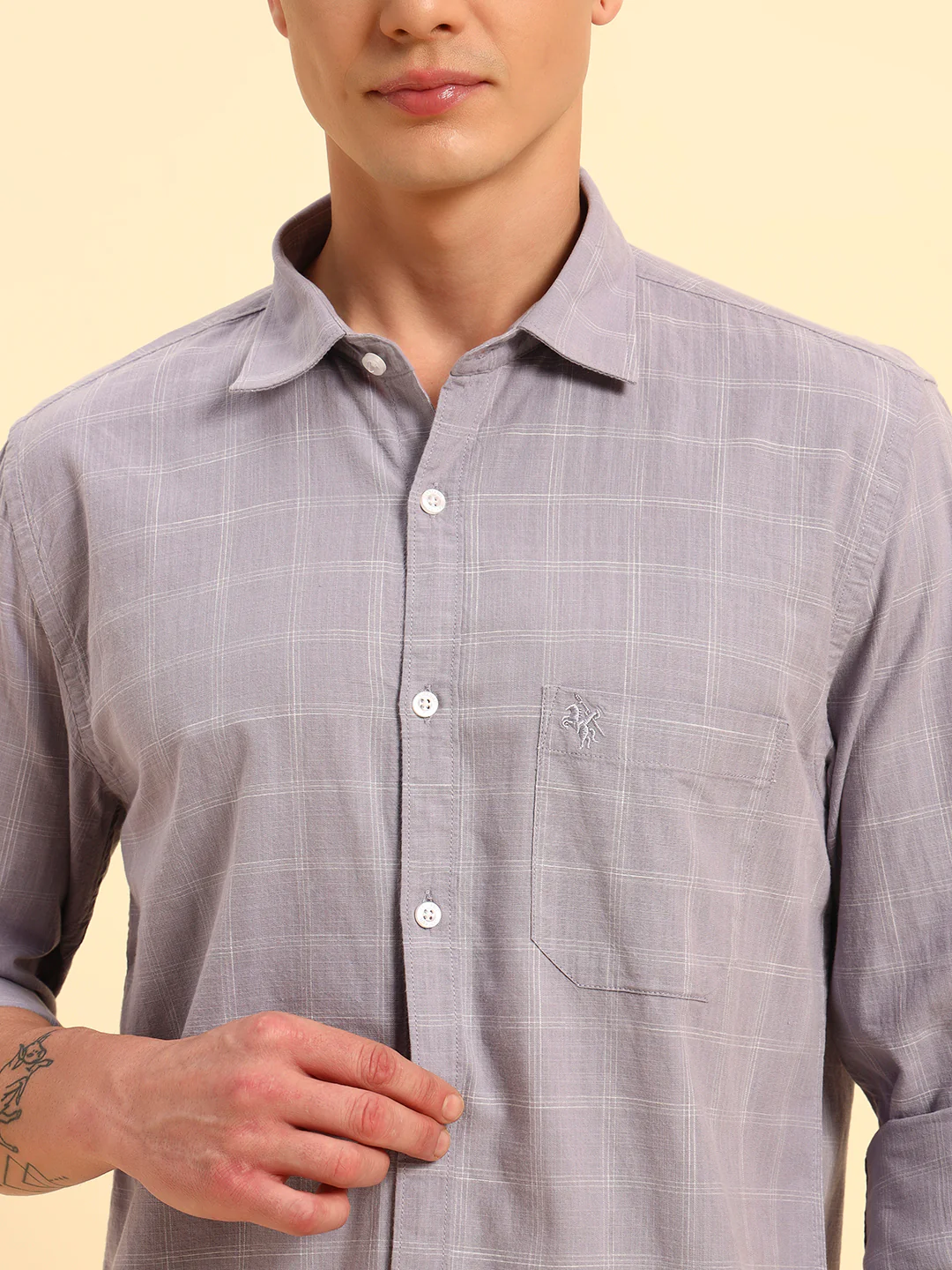 Casual Shirt for Men | Breathable & Soft with Color Fastness Regular Fit Spread Collar Neck Cotton Fabric Checkered Pattern - Image 8