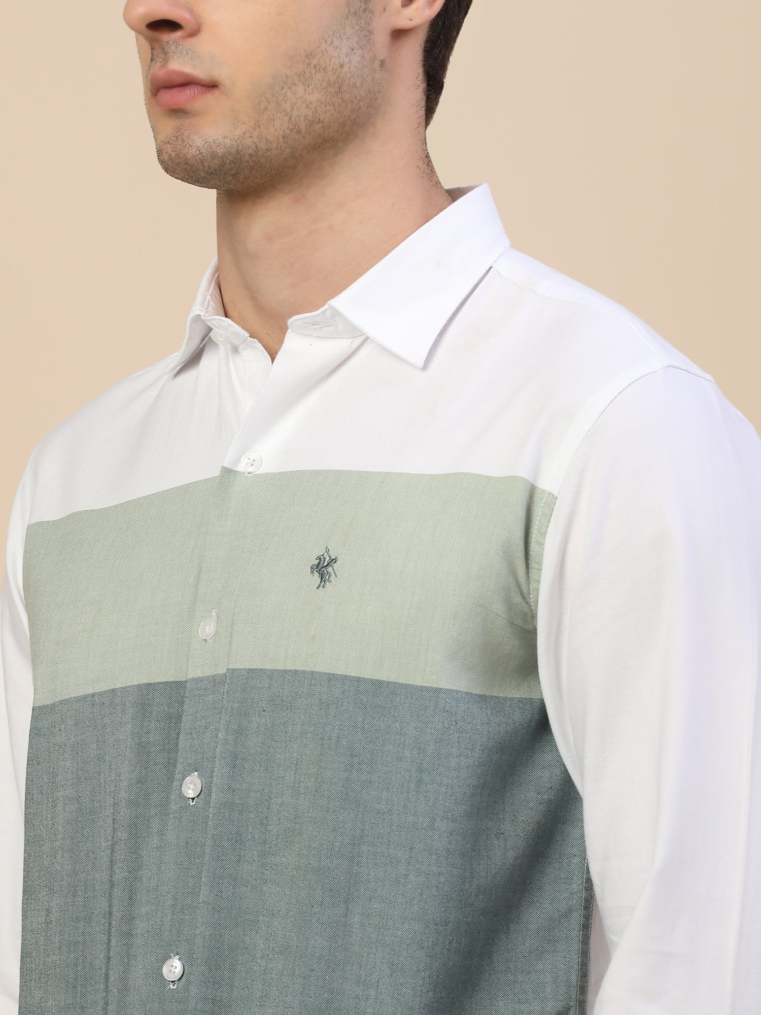 Casual Shirt for Men | Breathable & Soft with Color Fastness Regular Fit Spread Collar Neck Cotton Fabric Colour Block Pattern - Image 5