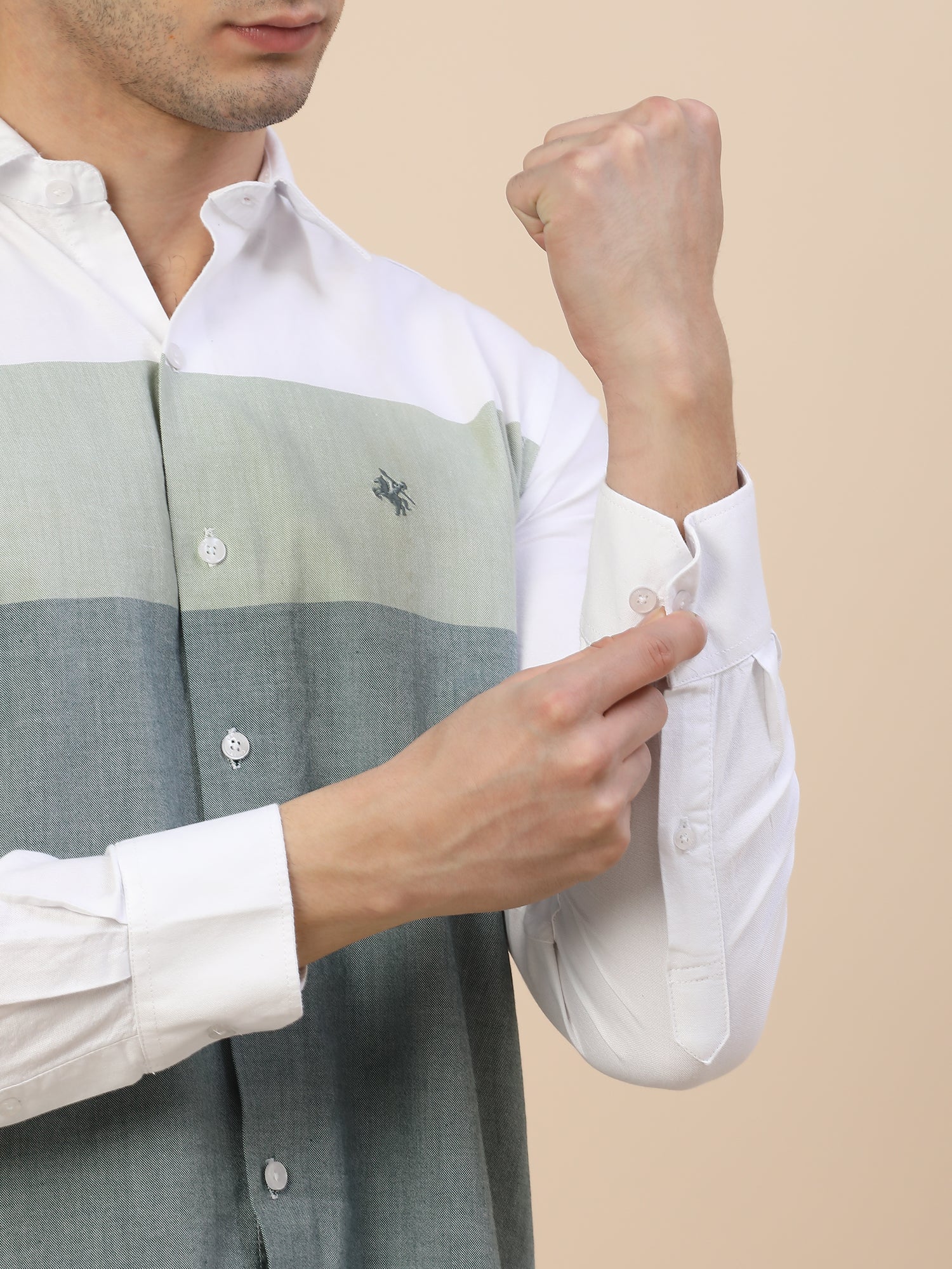 Casual Shirt for Men | Breathable & Soft with Color Fastness Regular Fit Spread Collar Neck Cotton Fabric Colour Block Pattern - Image 7
