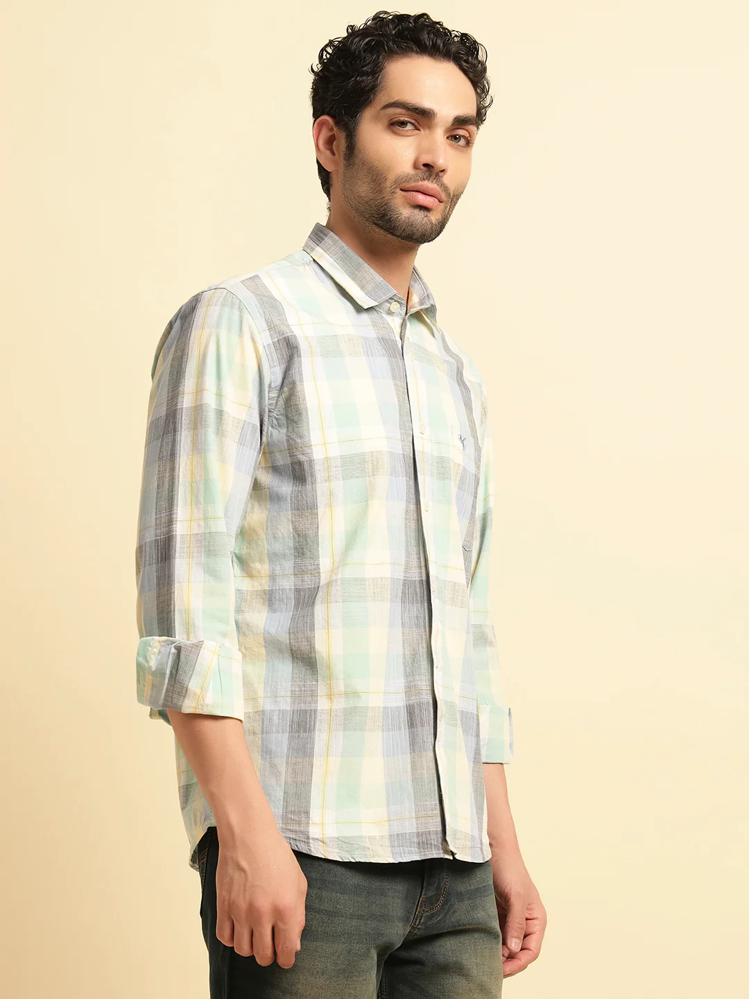 Casual Shirt for Men | Breathable & Soft with Color Fastness Regular Fit Spread Collar Neck Cotton Fabric Checkered Pattern - Image 4