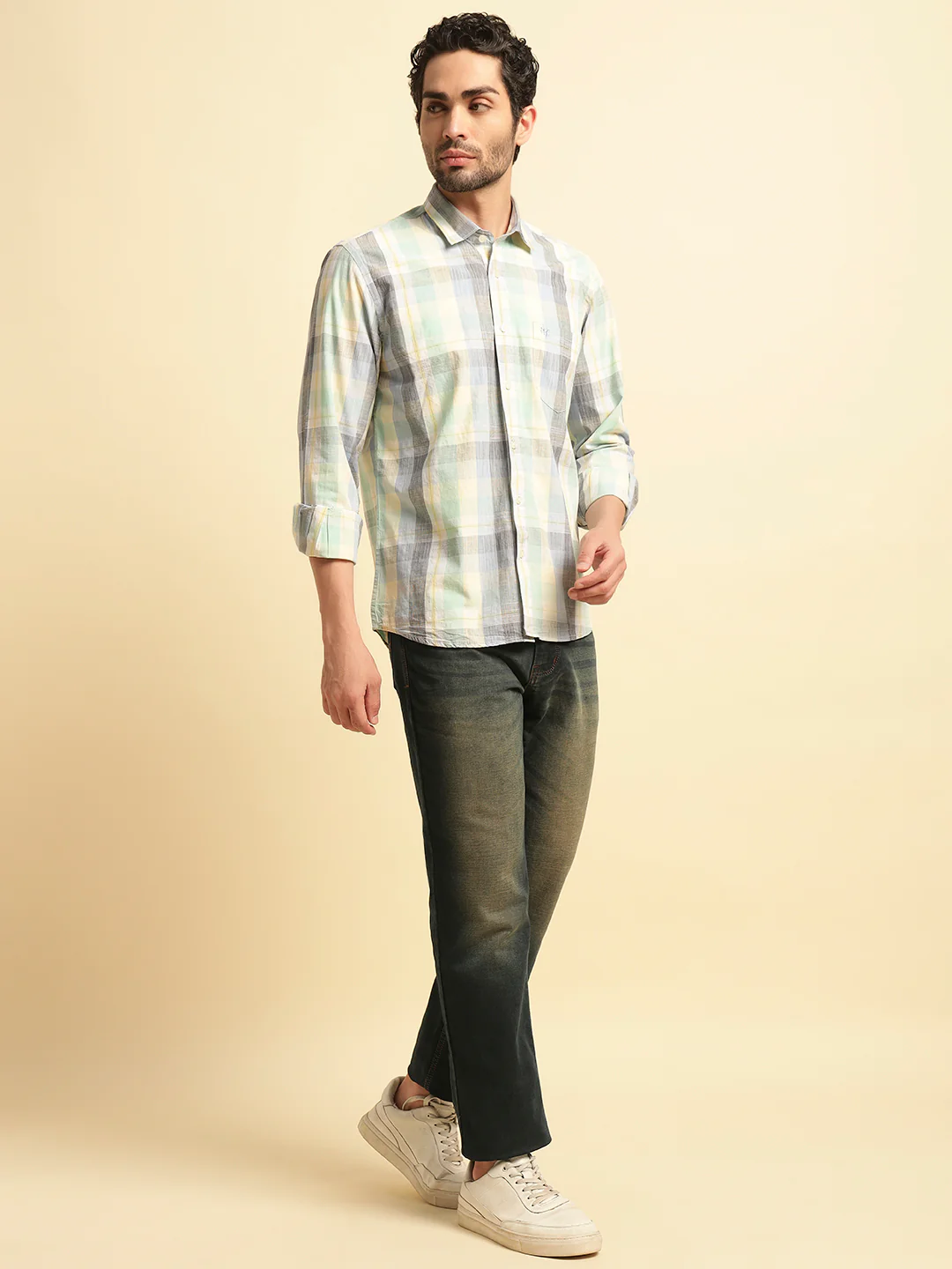 Casual Shirt for Men | Breathable & Soft with Color Fastness Regular Fit Spread Collar Neck Cotton Fabric Checkered Pattern - Image 5