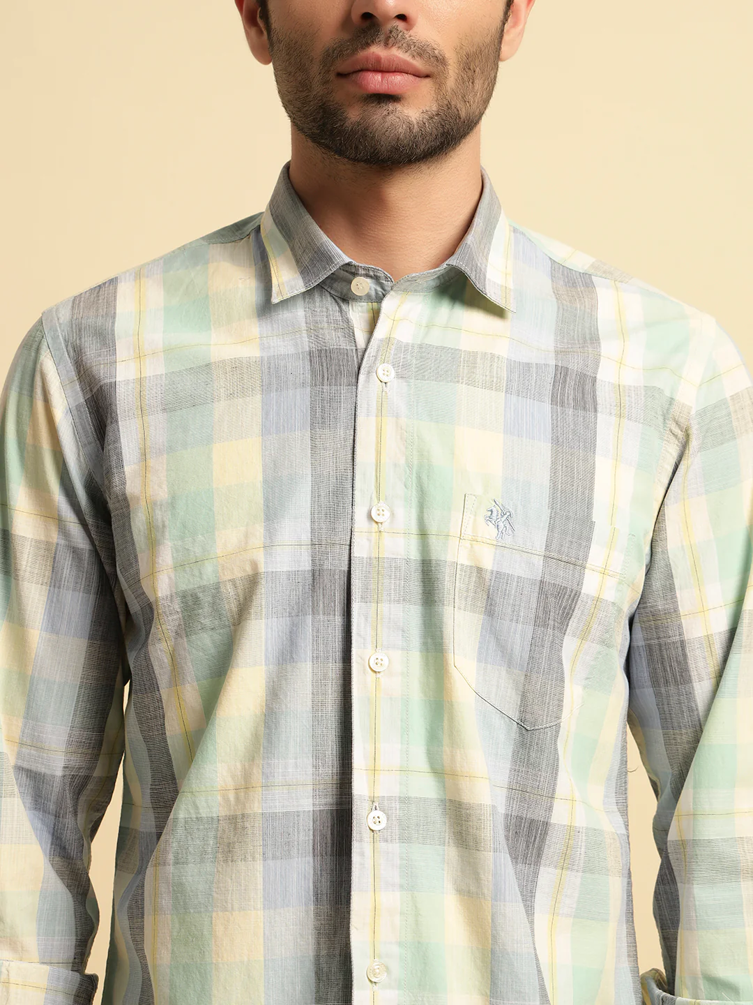 Casual Shirt for Men | Breathable & Soft with Color Fastness Regular Fit Spread Collar Neck Cotton Fabric Checkered Pattern - Image 7