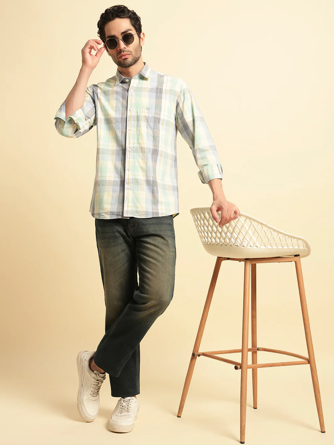 Casual Shirt for Men | Breathable & Soft with Color Fastness Regular Fit Spread Collar Neck Cotton Fabric Checkered Pattern - Image 8