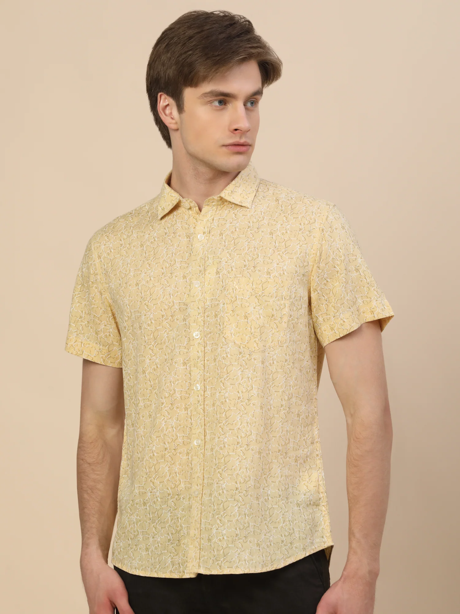 Casual Shirt for Men | Breathable & Soft with Color Fastness Regular Fit Spread Collar Neck Cotton Fabric Printed Pattern - Image 2