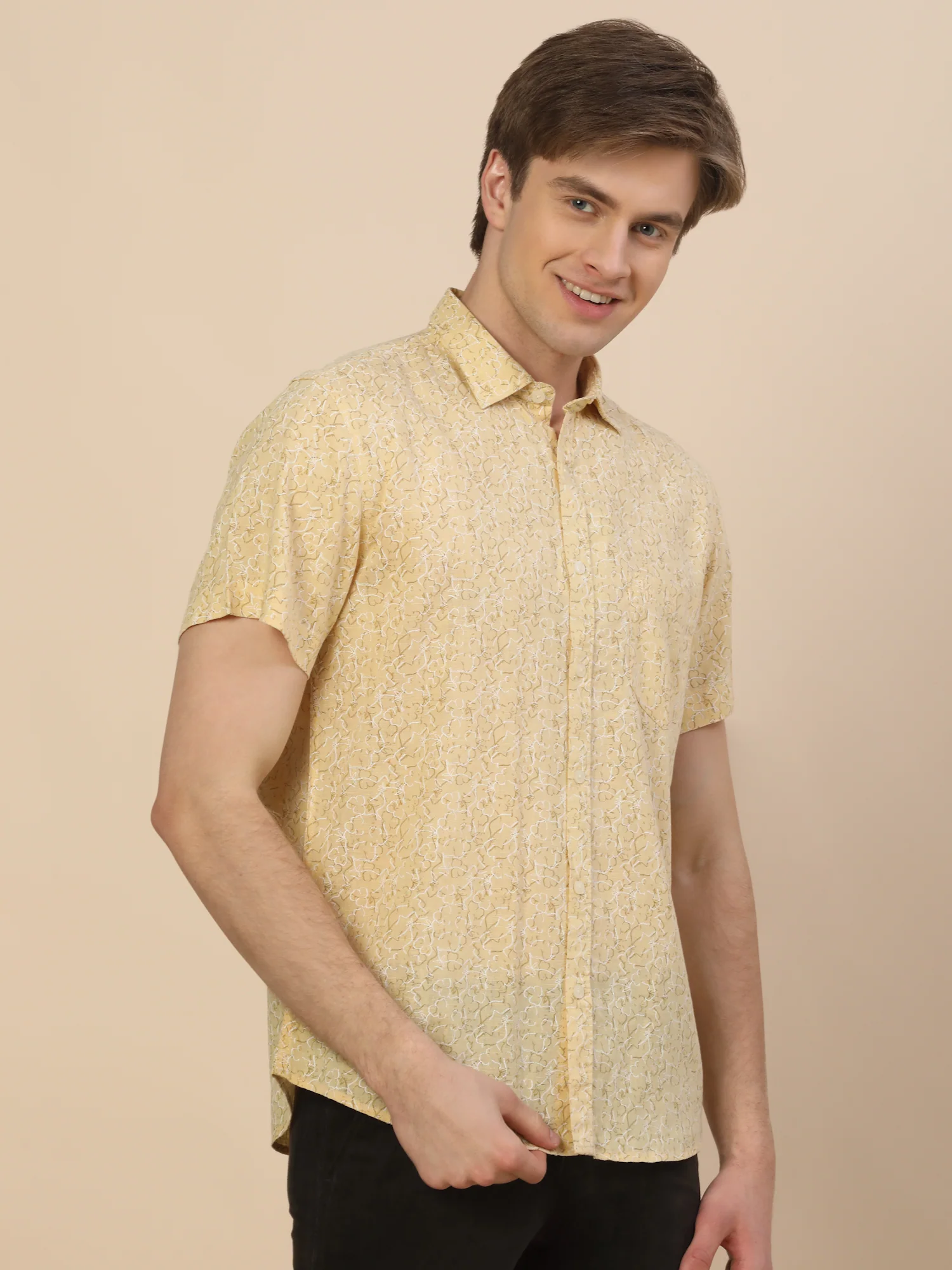 Casual Shirt for Men | Breathable & Soft with Color Fastness Regular Fit Spread Collar Neck Cotton Fabric Printed Pattern - Image 3