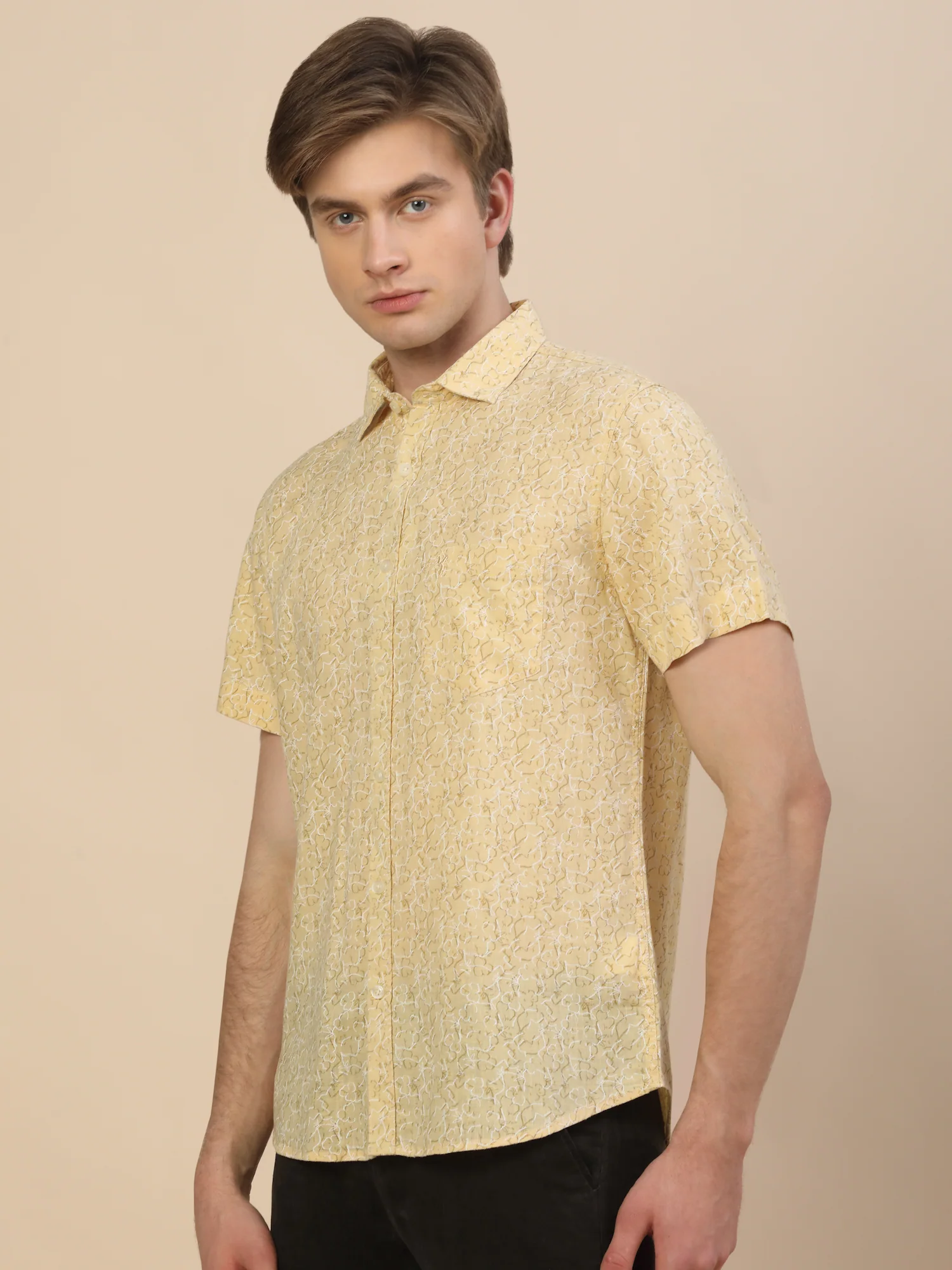 Casual Shirt for Men | Breathable & Soft with Color Fastness Regular Fit Spread Collar Neck Cotton Fabric Printed Pattern - Image 4