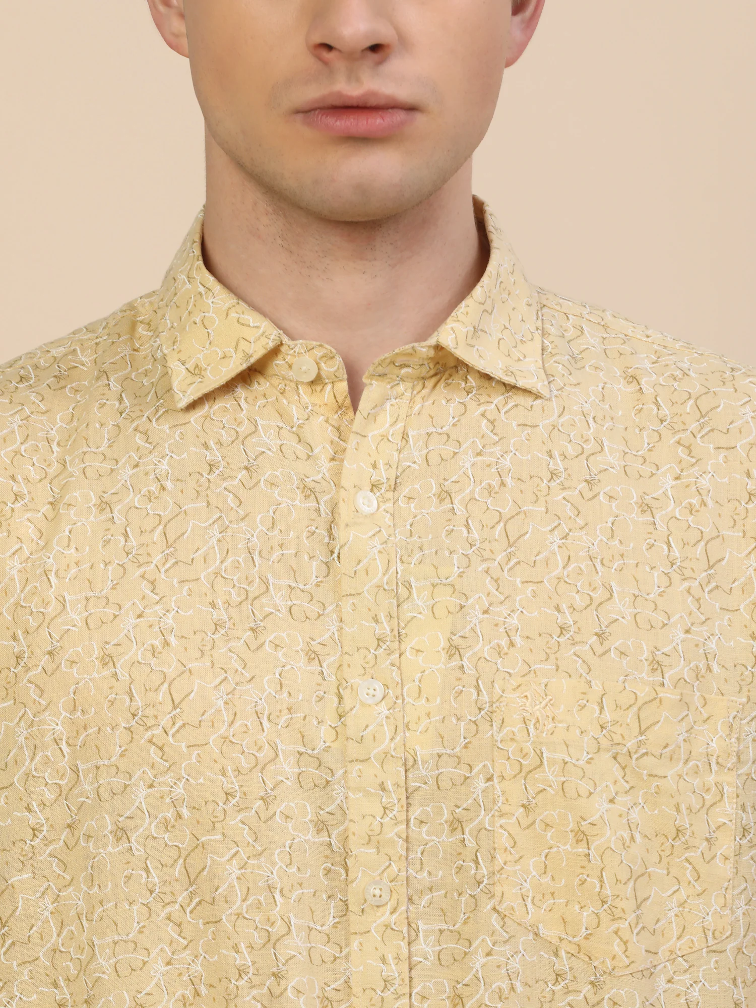 Casual Shirt for Men | Breathable & Soft with Color Fastness Regular Fit Spread Collar Neck Cotton Fabric Printed Pattern - Image 5