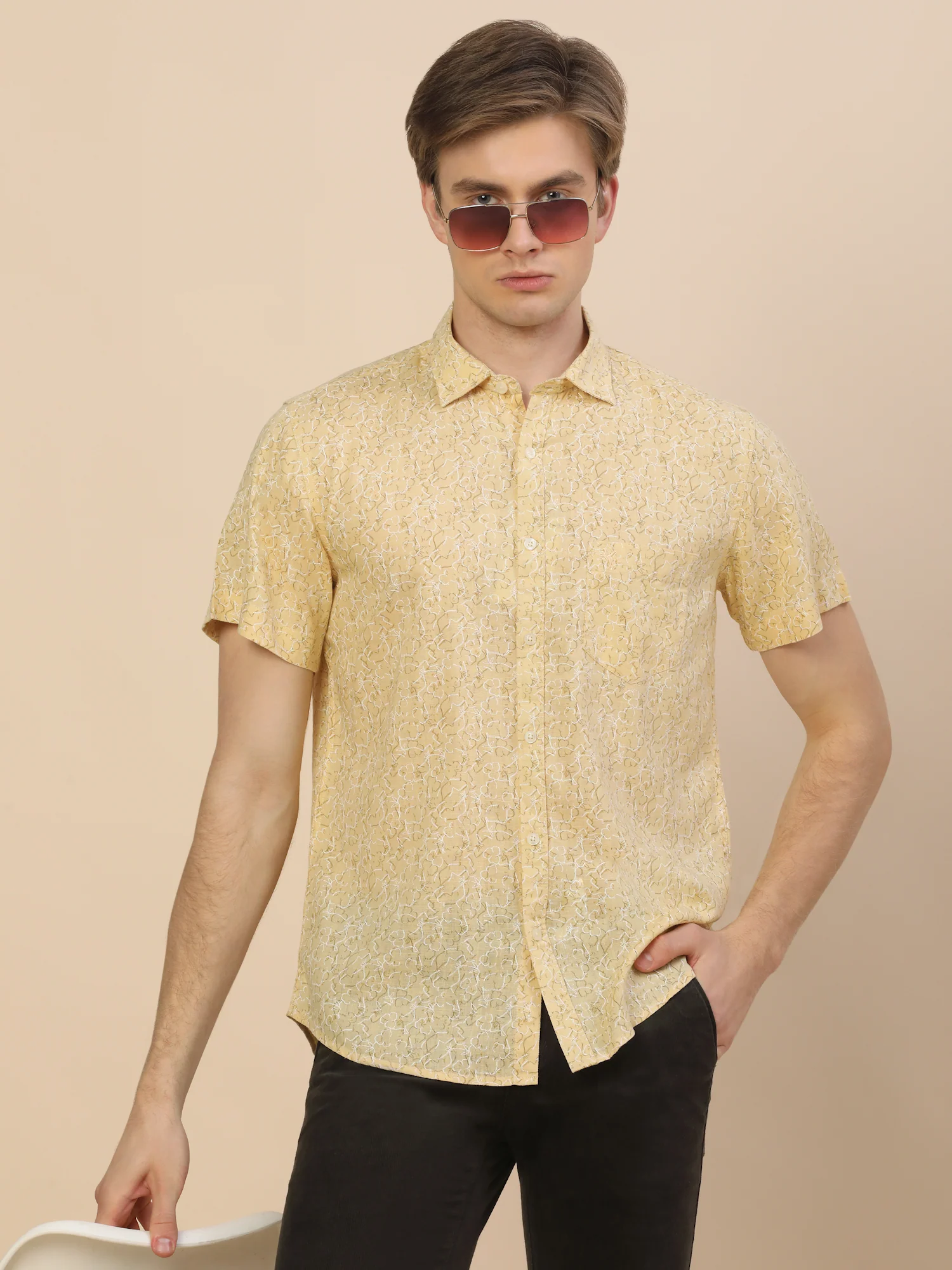 Casual Shirt for Men | Breathable & Soft with Color Fastness Regular Fit Spread Collar Neck Cotton Fabric Printed Pattern - Image 7