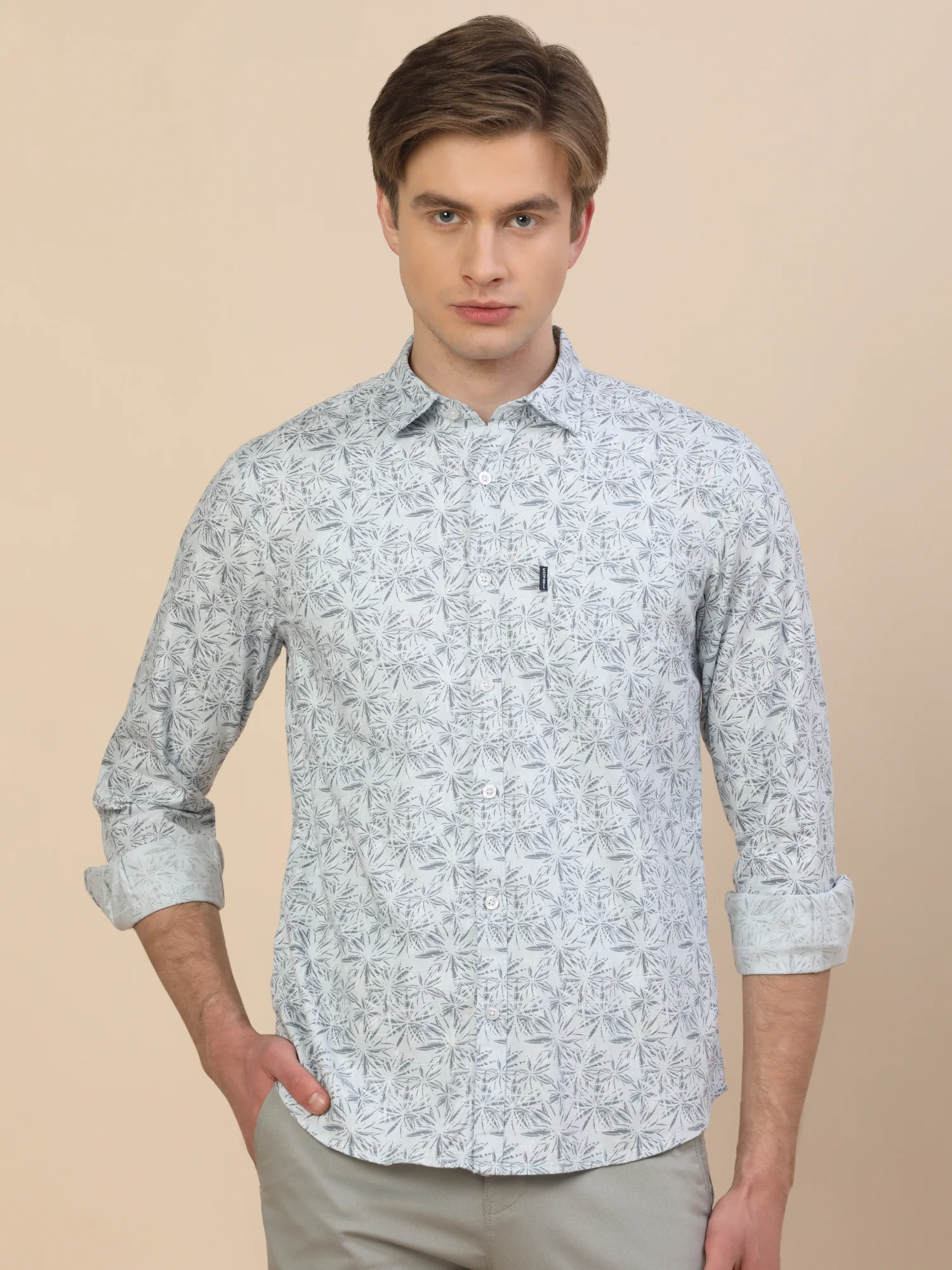 Casual Shirt for Men | Breathable & Soft with Color Fastness Regular Fit Spread Collar Neck Cotton Fabric Printed Pattern - Image 2