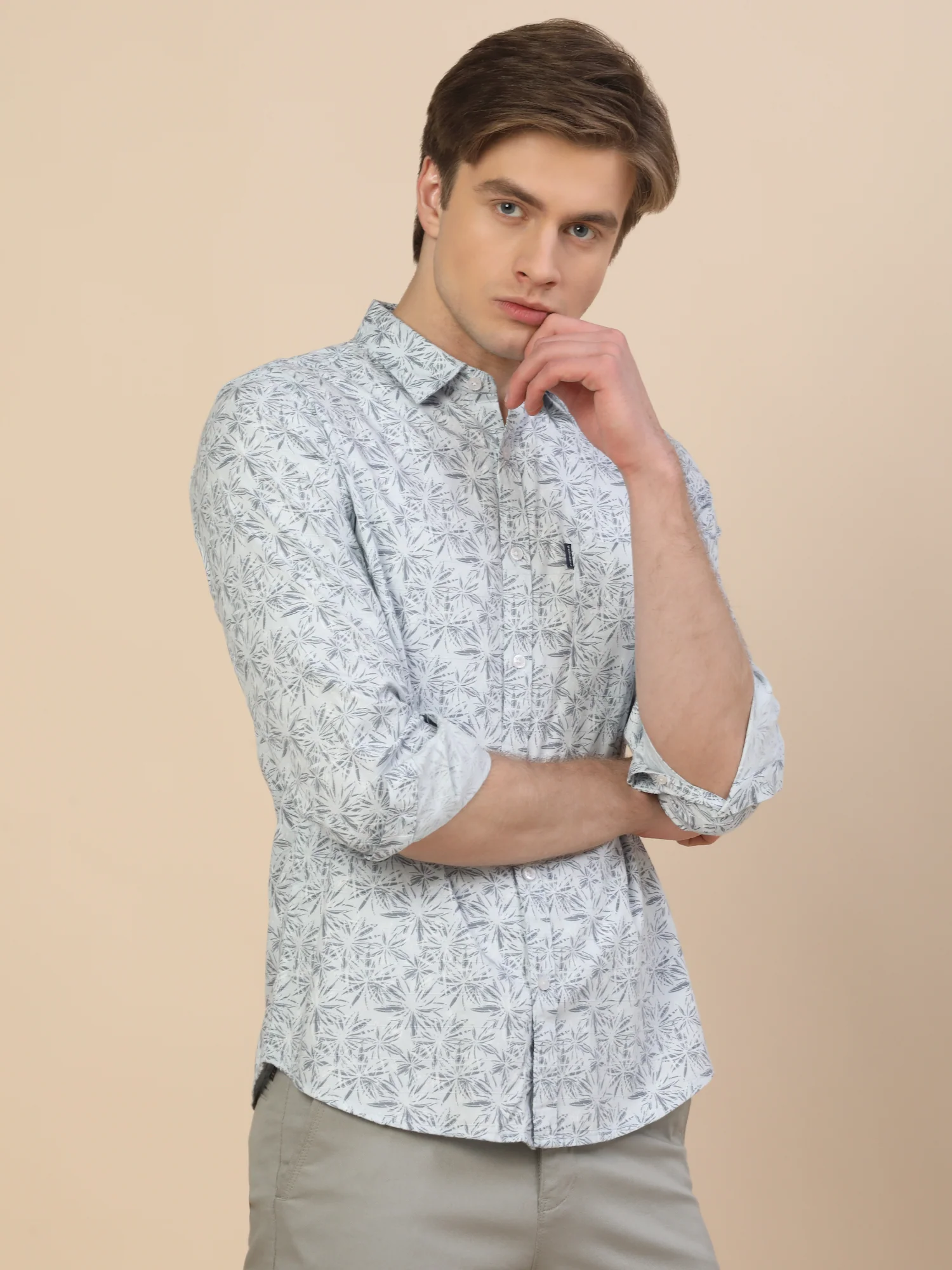 Casual Shirt for Men | Breathable & Soft with Color Fastness Regular Fit Spread Collar Neck Cotton Fabric Printed Pattern - Image 4