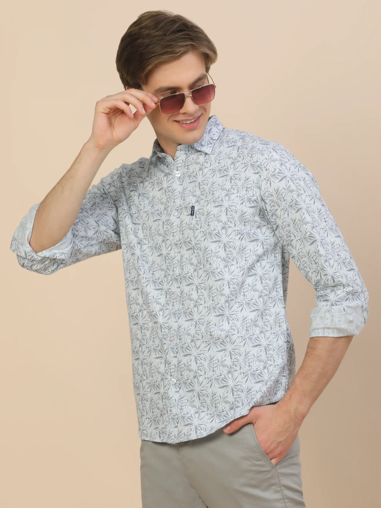 Casual Shirt for Men | Breathable & Soft with Color Fastness Regular Fit Spread Collar Neck Cotton Fabric Printed Pattern - Image 6