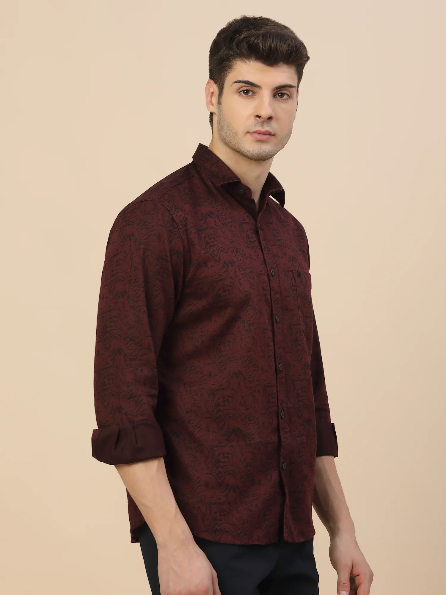 Casual Shirt for Men | Breathable & Soft with Color Fastness Regular Fit Spread Collar Neck Cotton Fabric Printed Pattern - Image 3