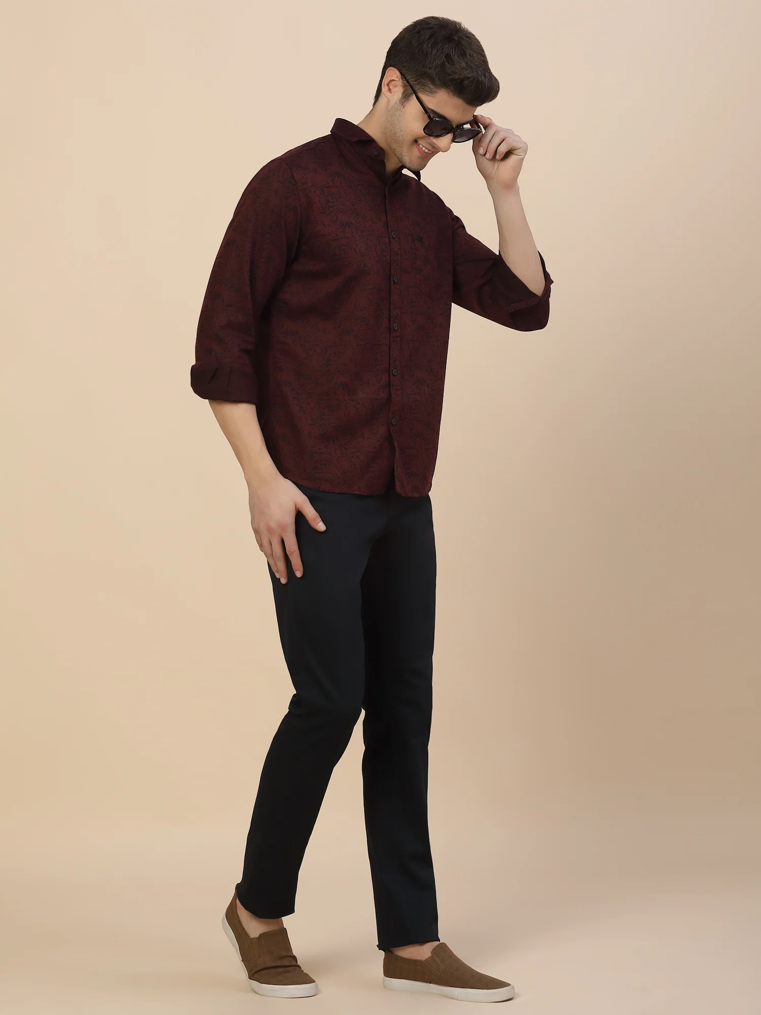 Casual Shirt for Men | Breathable & Soft with Color Fastness Regular Fit Spread Collar Neck Cotton Fabric Printed Pattern - Image 5