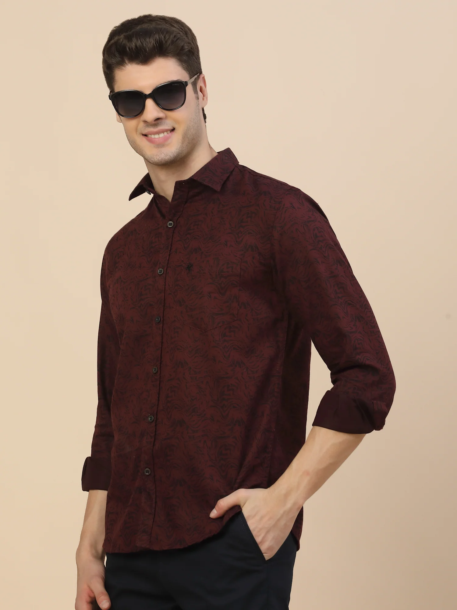 Casual Shirt for Men | Breathable & Soft with Color Fastness Regular Fit Spread Collar Neck Cotton Fabric Printed Pattern - Image 8