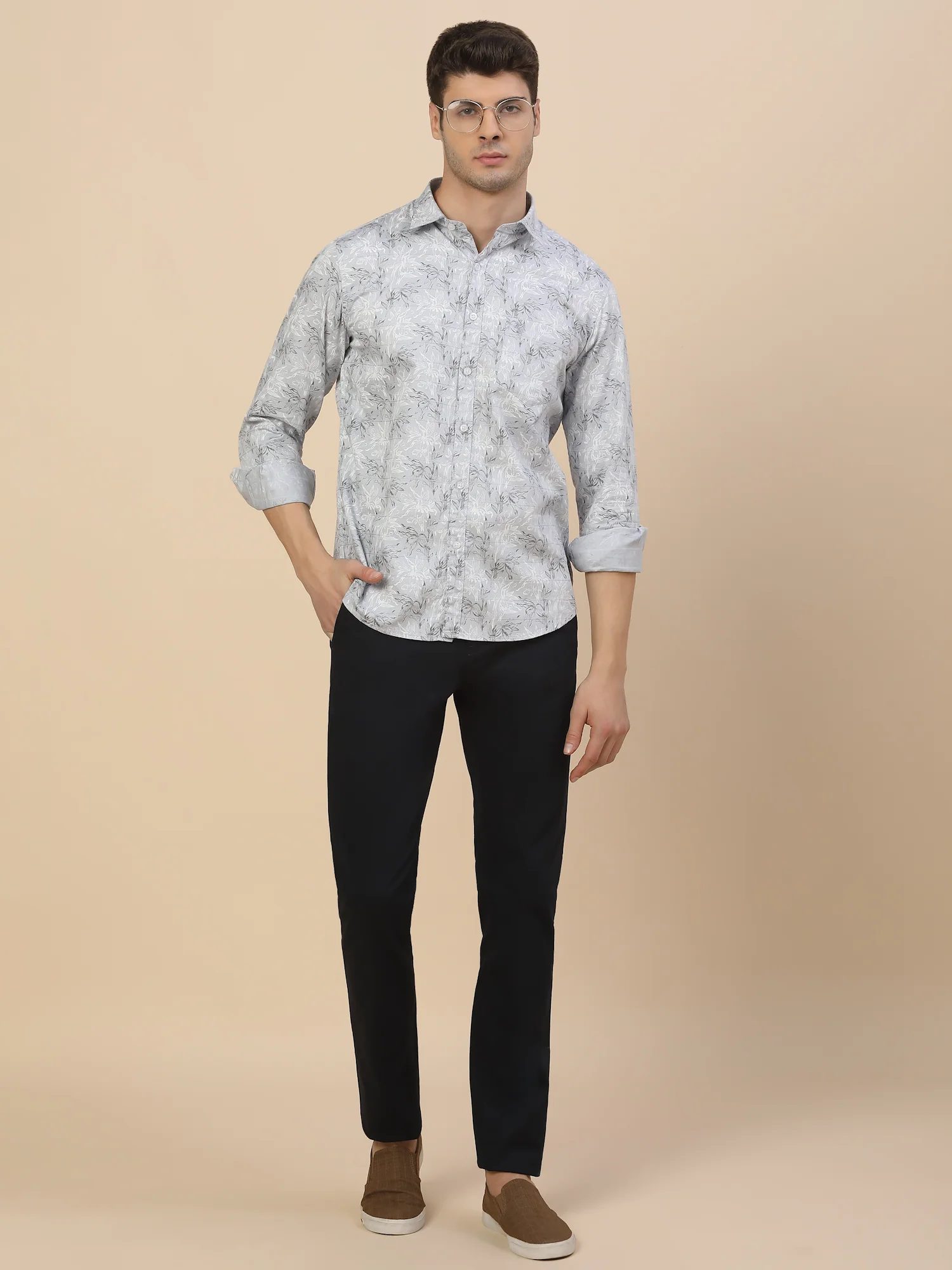 Casual Shirt for Men | Breathable & Soft with Color Fastness Regular Fit Spread Collar Neck Cotton Fabric Printed Pattern