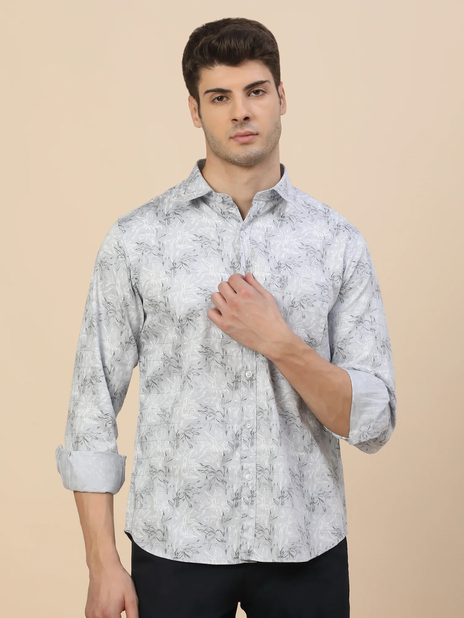 Casual Shirt for Men | Breathable & Soft with Color Fastness Regular Fit Spread Collar Neck Cotton Fabric Printed Pattern - Image 2
