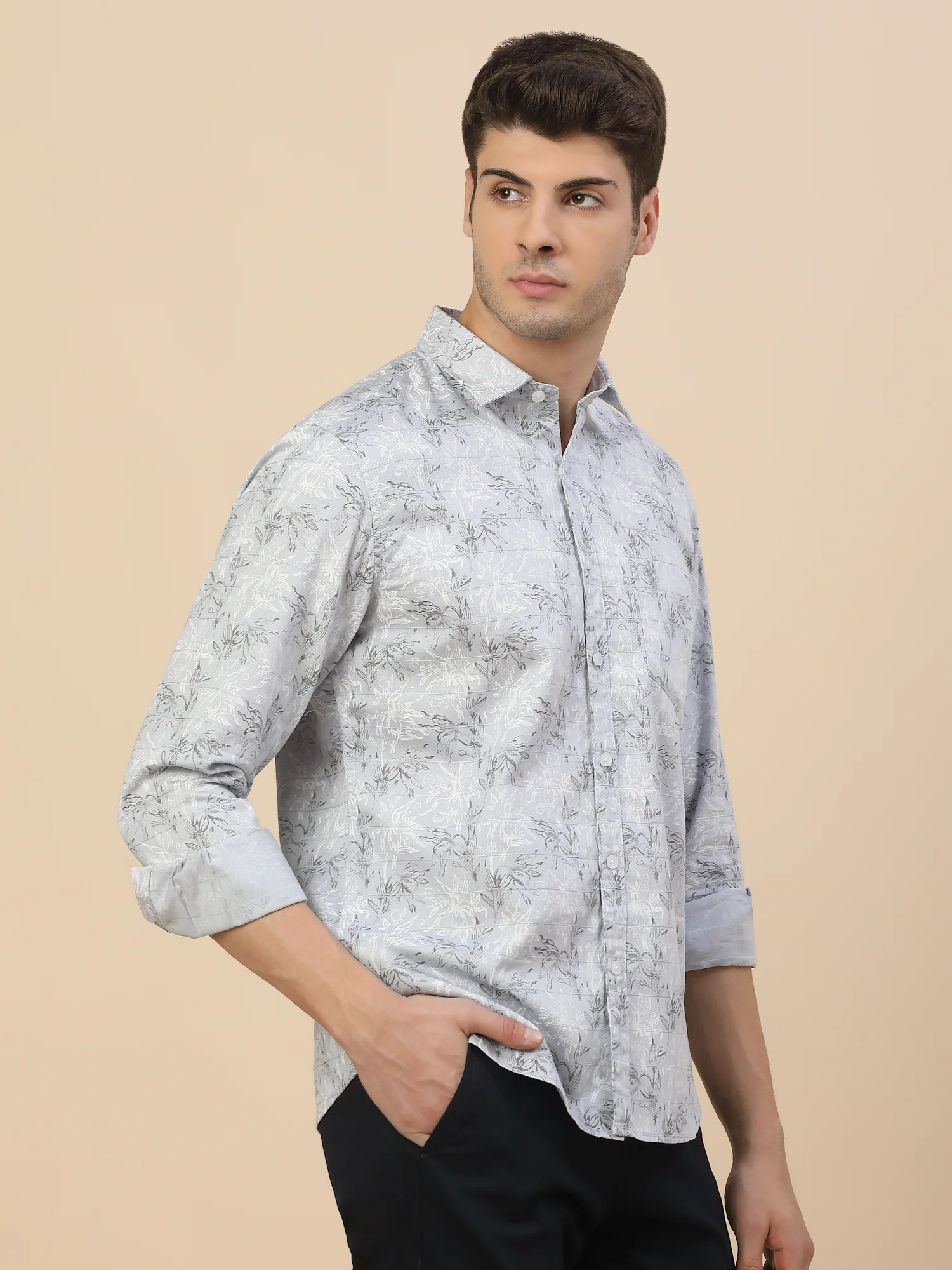 Casual Shirt for Men | Breathable & Soft with Color Fastness Regular Fit Spread Collar Neck Cotton Fabric Printed Pattern - Image 3