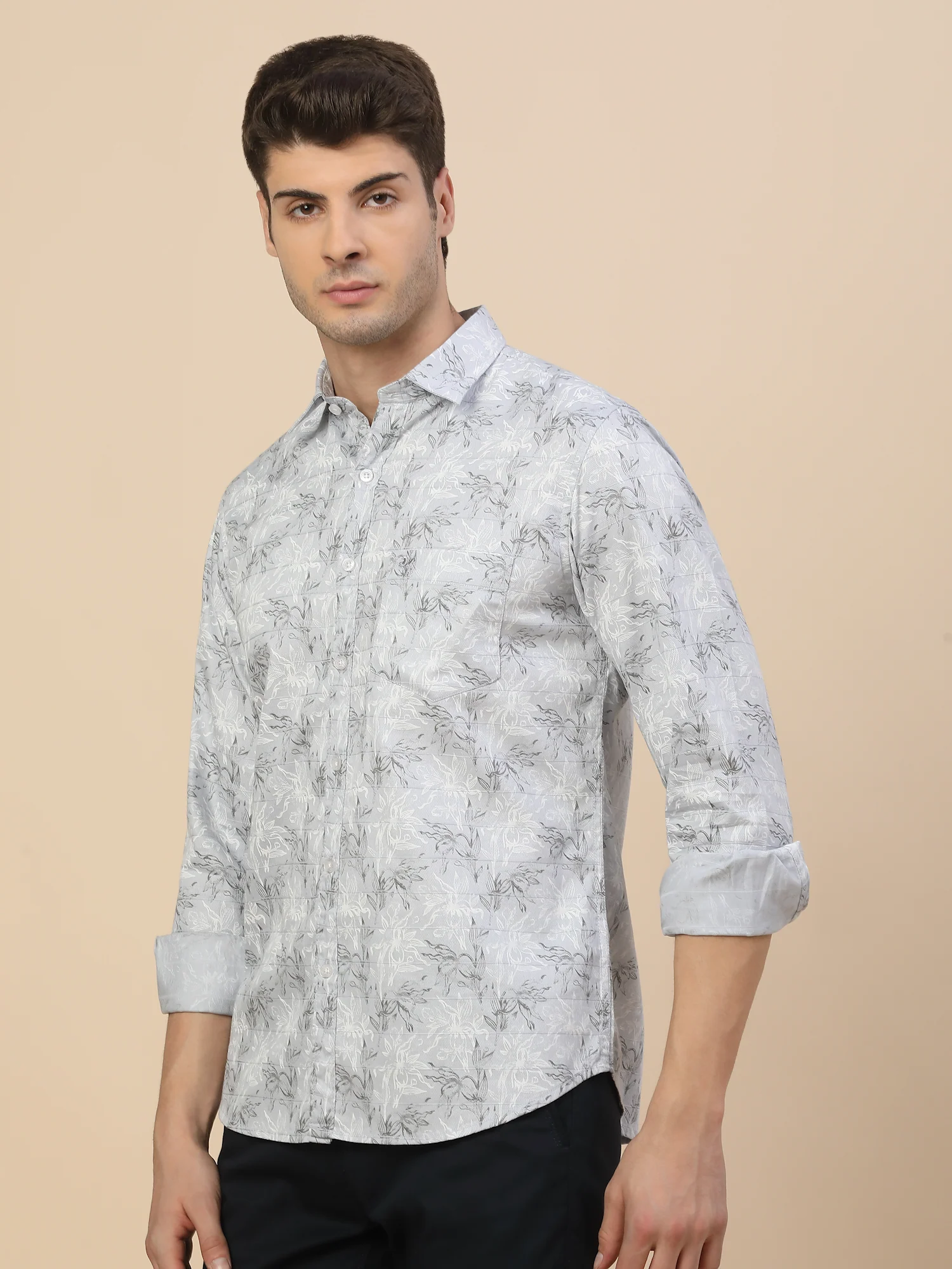 Casual Shirt for Men | Breathable & Soft with Color Fastness Regular Fit Spread Collar Neck Cotton Fabric Printed Pattern - Image 4