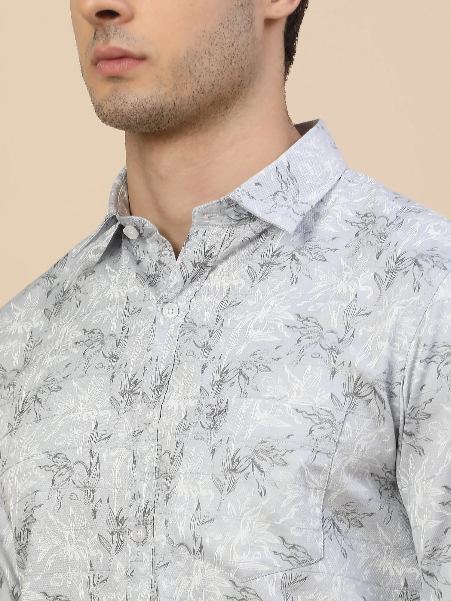 Casual Shirt for Men | Breathable & Soft with Color Fastness Regular Fit Spread Collar Neck Cotton Fabric Printed Pattern - Image 5