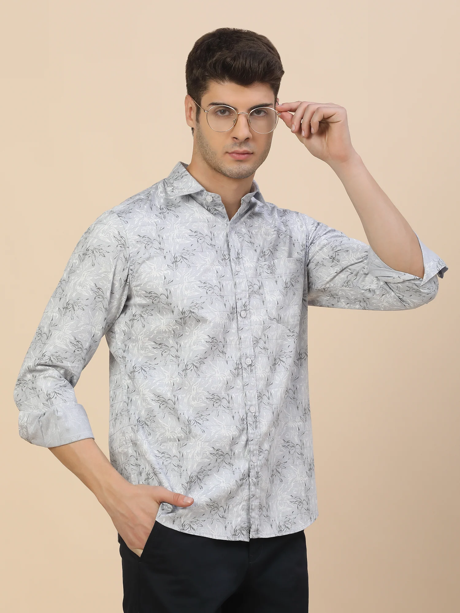 Casual Shirt for Men | Breathable & Soft with Color Fastness Regular Fit Spread Collar Neck Cotton Fabric Printed Pattern - Image 6