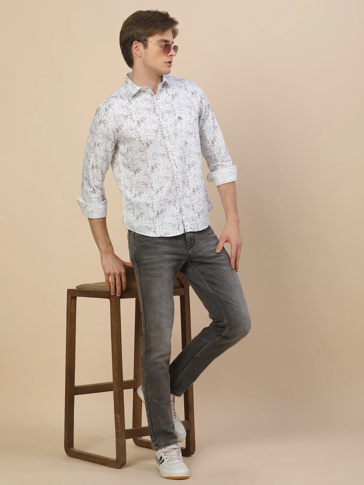 Casual Shirt for Men | Breathable & Soft with Color Fastness Regular Fit Spread Collar Neck Cotton Fabric Printed Pattern - Image 2