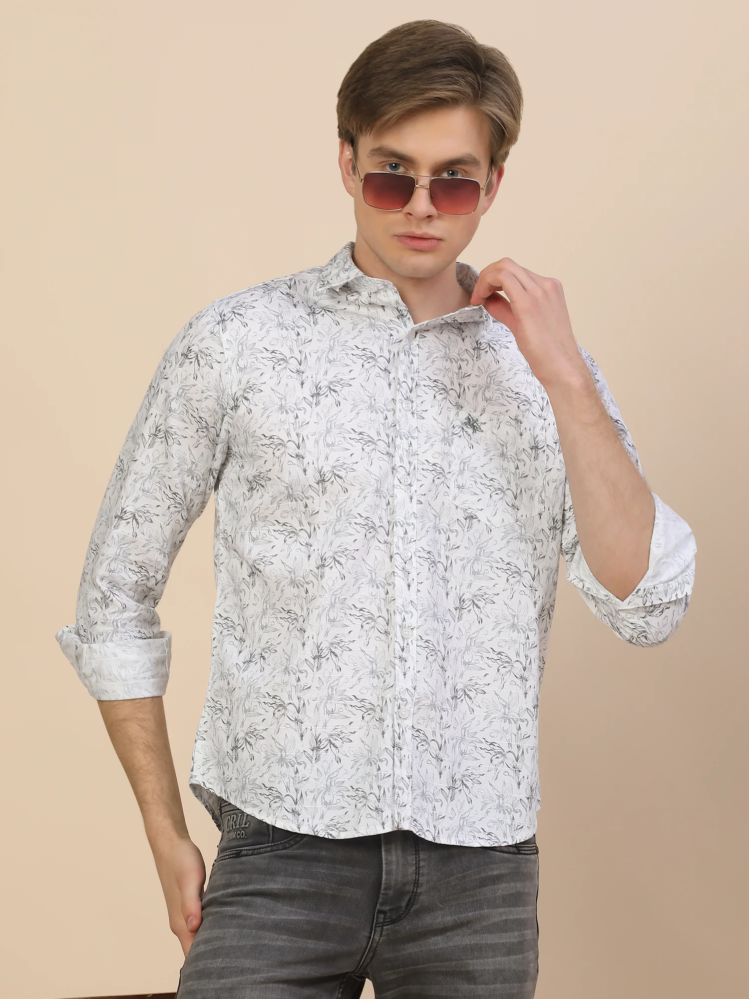 Casual Shirt for Men | Breathable & Soft with Color Fastness Regular Fit Spread Collar Neck Cotton Fabric Printed Pattern - Image 6