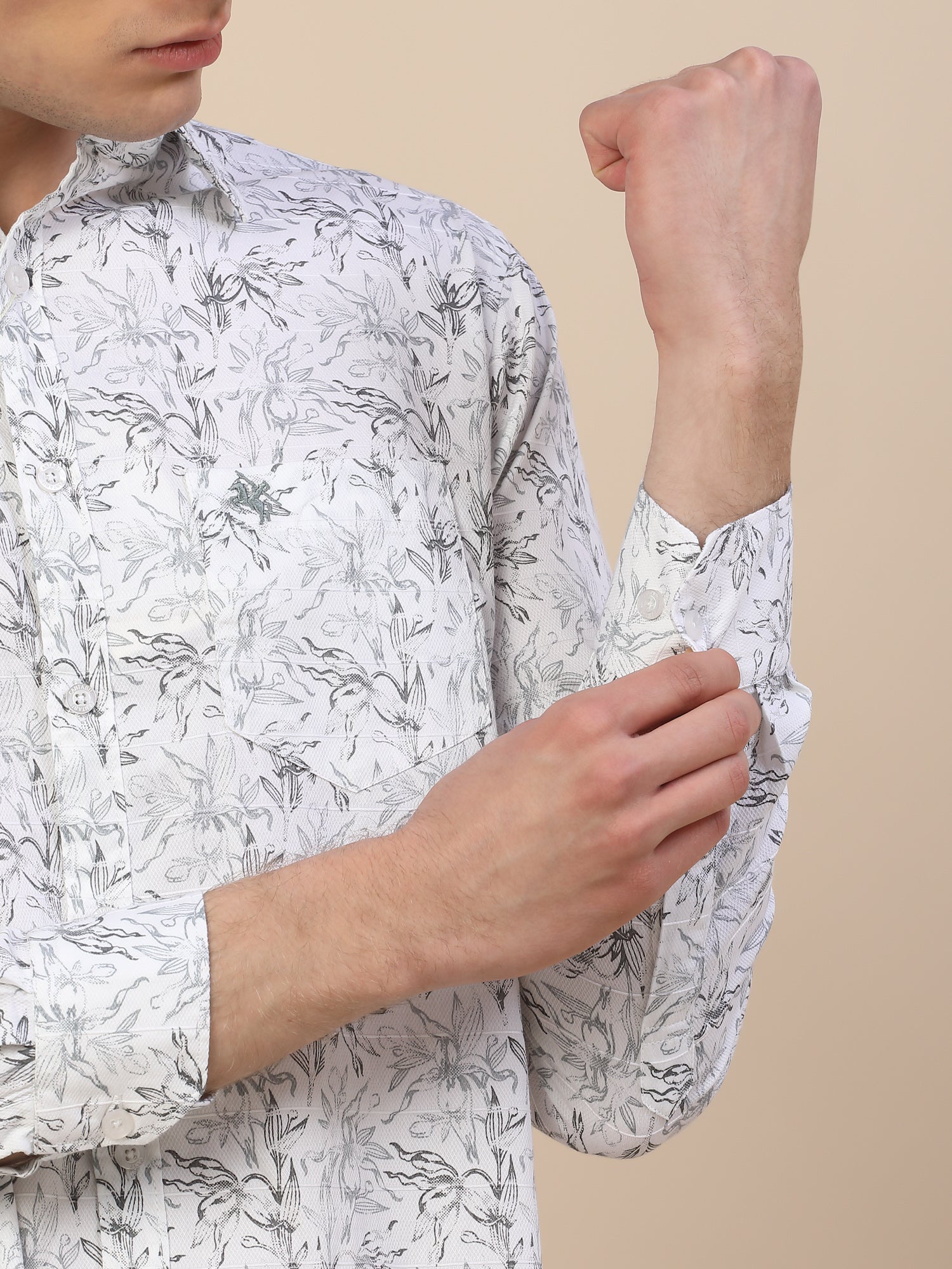 Casual Shirt for Men | Breathable & Soft with Color Fastness Regular Fit Spread Collar Neck Cotton Fabric Printed Pattern - Image 8