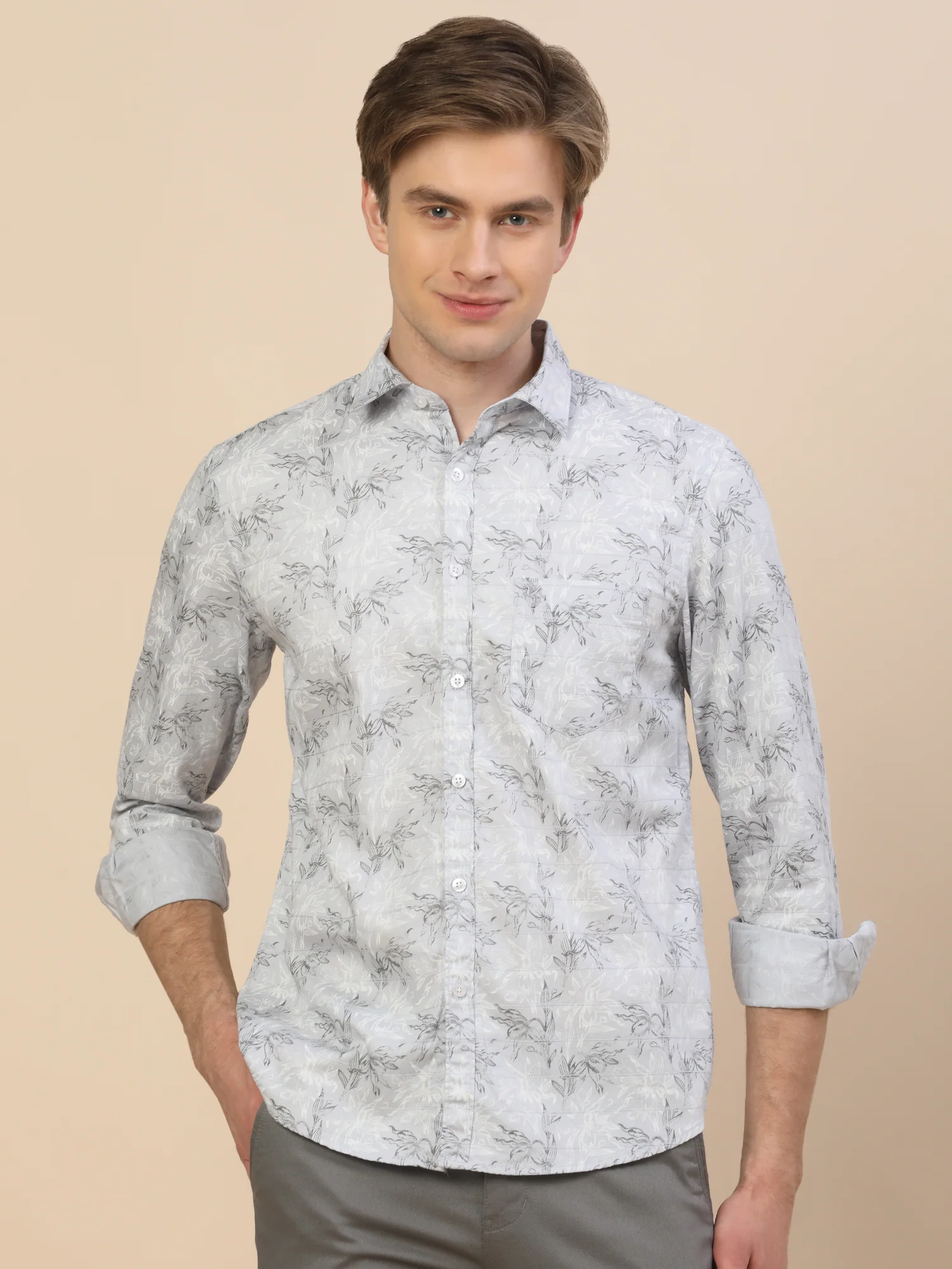 Casual Shirt for Men | Breathable & Soft with Color Fastness Regular Fit Spread Collar Neck Cotton Fabric Printed Pattern - Image 2