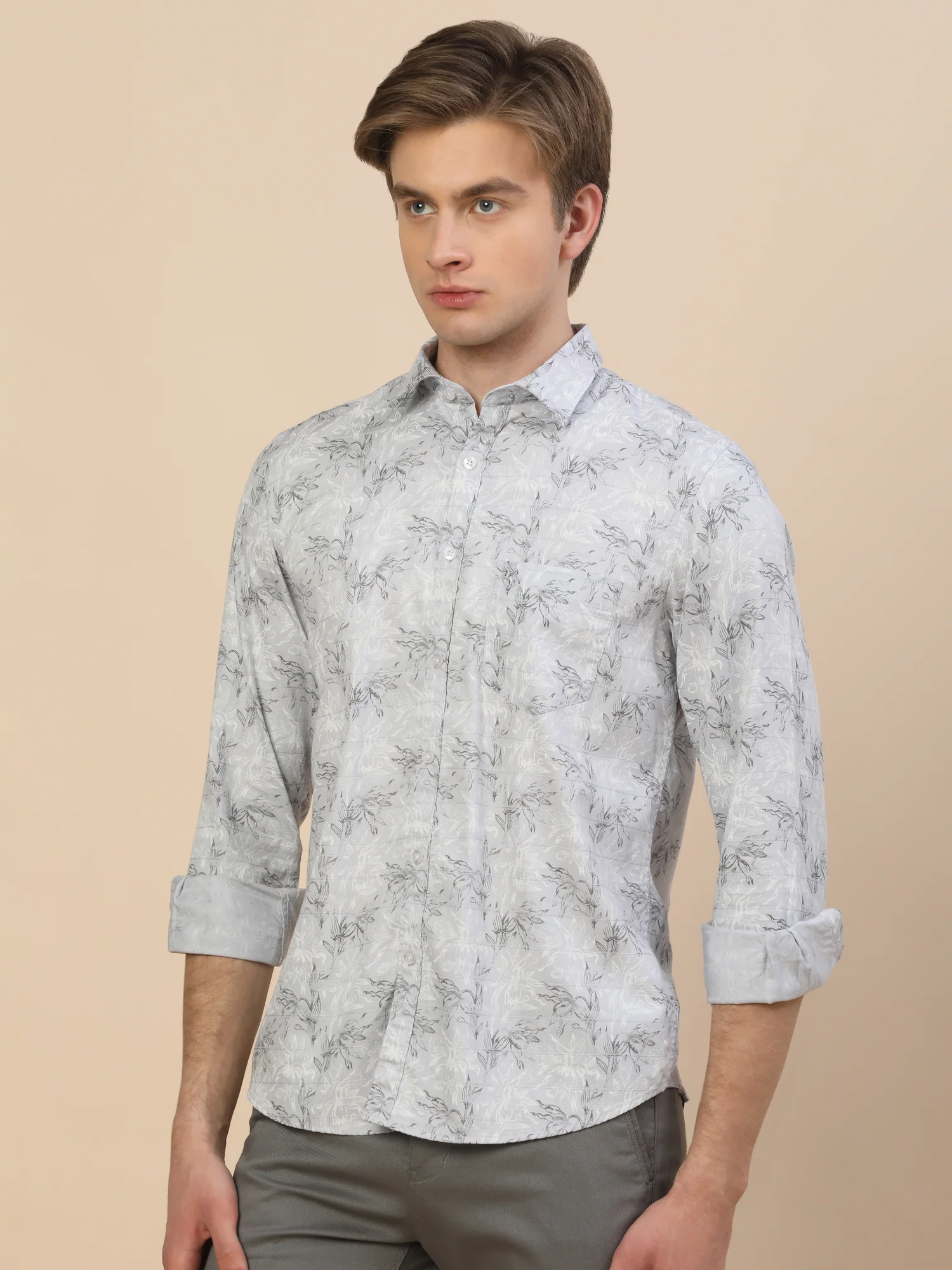Casual Shirt for Men | Breathable & Soft with Color Fastness Regular Fit Spread Collar Neck Cotton Fabric Printed Pattern - Image 3