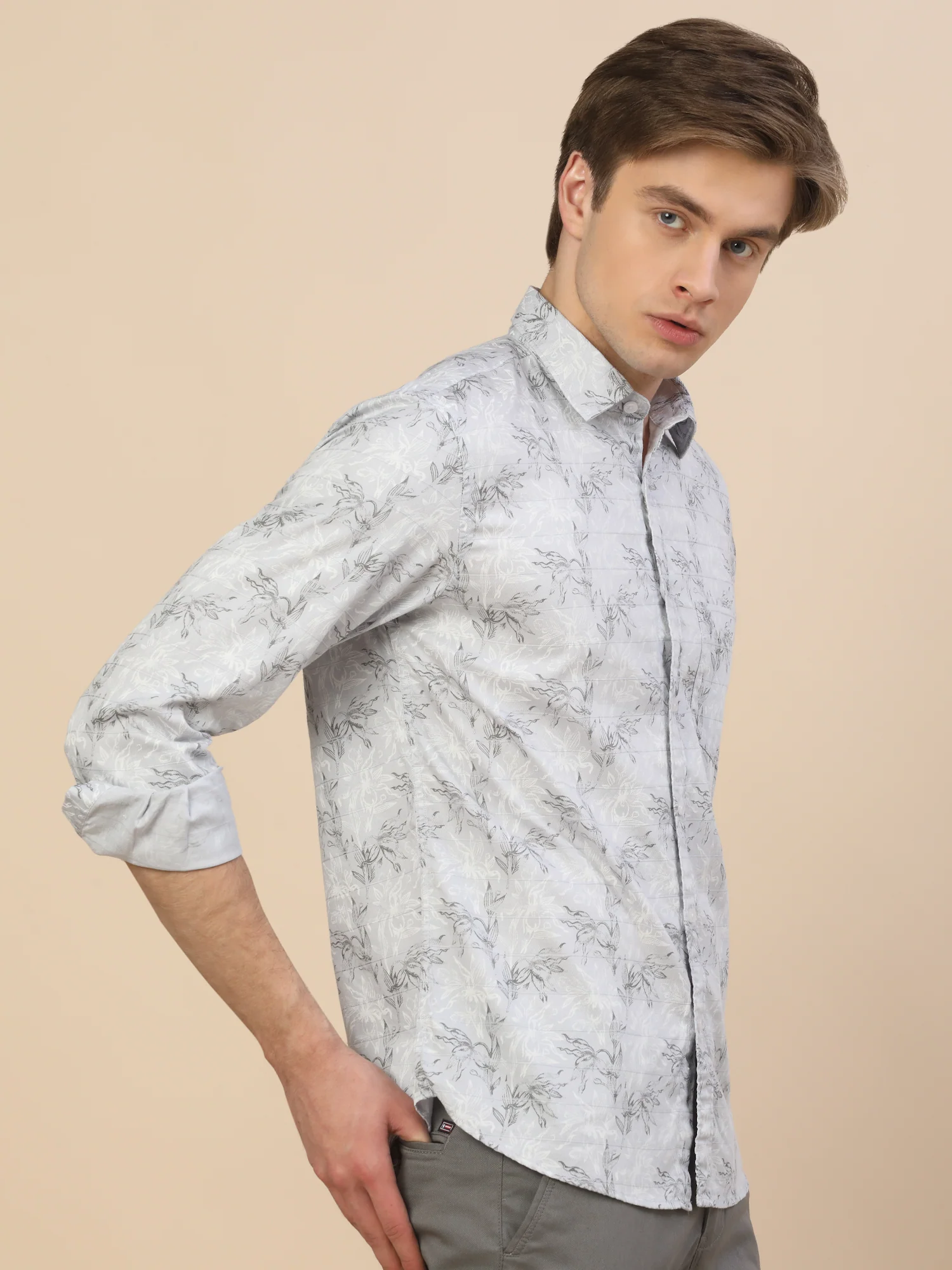 Casual Shirt for Men | Breathable & Soft with Color Fastness Regular Fit Spread Collar Neck Cotton Fabric Printed Pattern - Image 4
