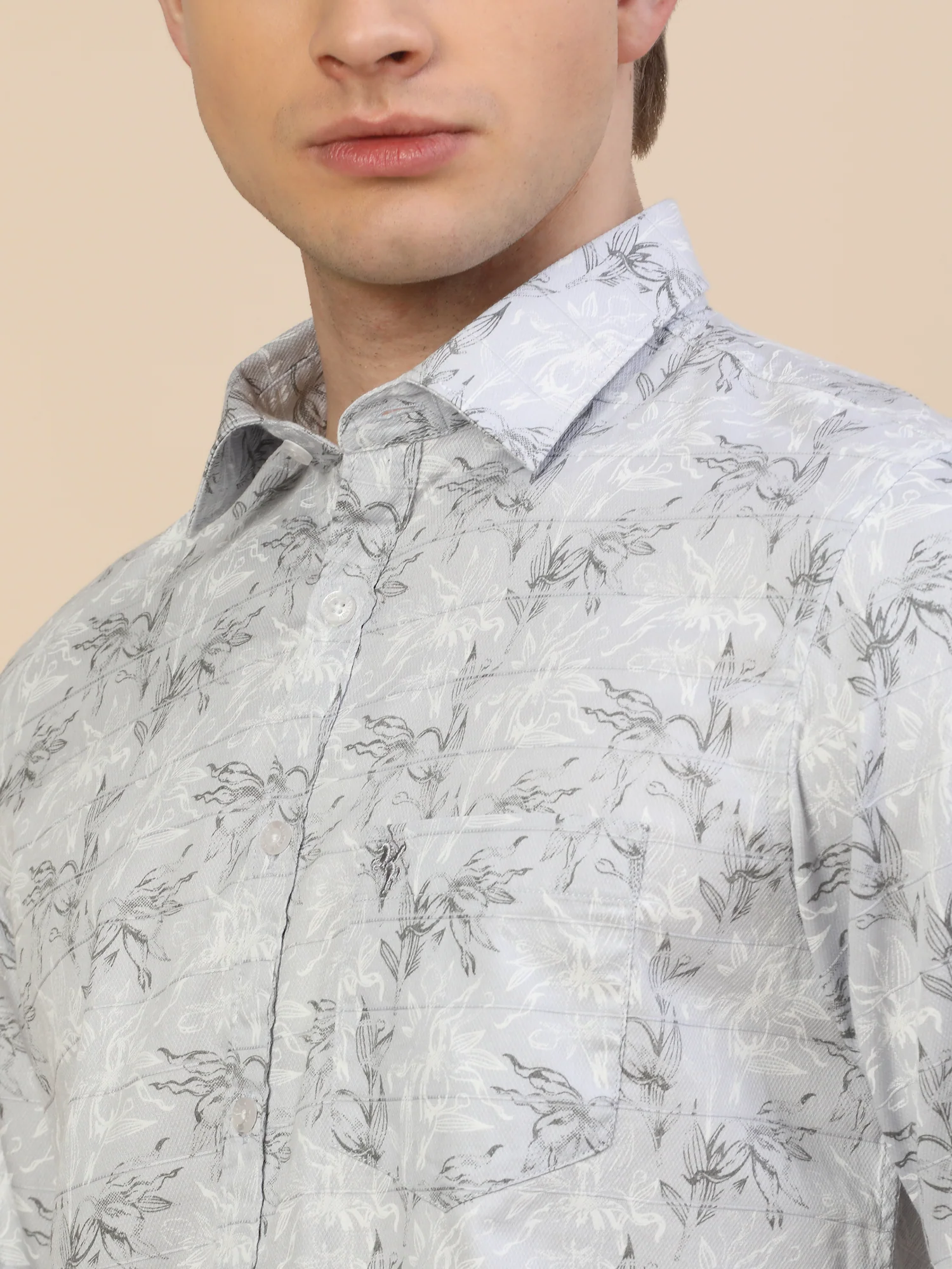 Casual Shirt for Men | Breathable & Soft with Color Fastness Regular Fit Spread Collar Neck Cotton Fabric Printed Pattern - Image 5