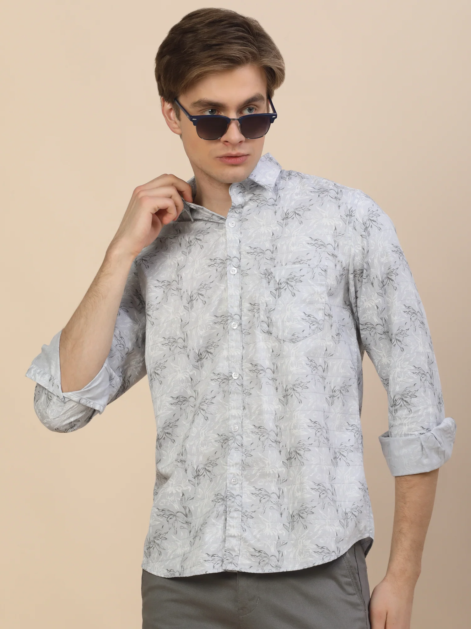 Casual Shirt for Men | Breathable & Soft with Color Fastness Regular Fit Spread Collar Neck Cotton Fabric Printed Pattern - Image 7