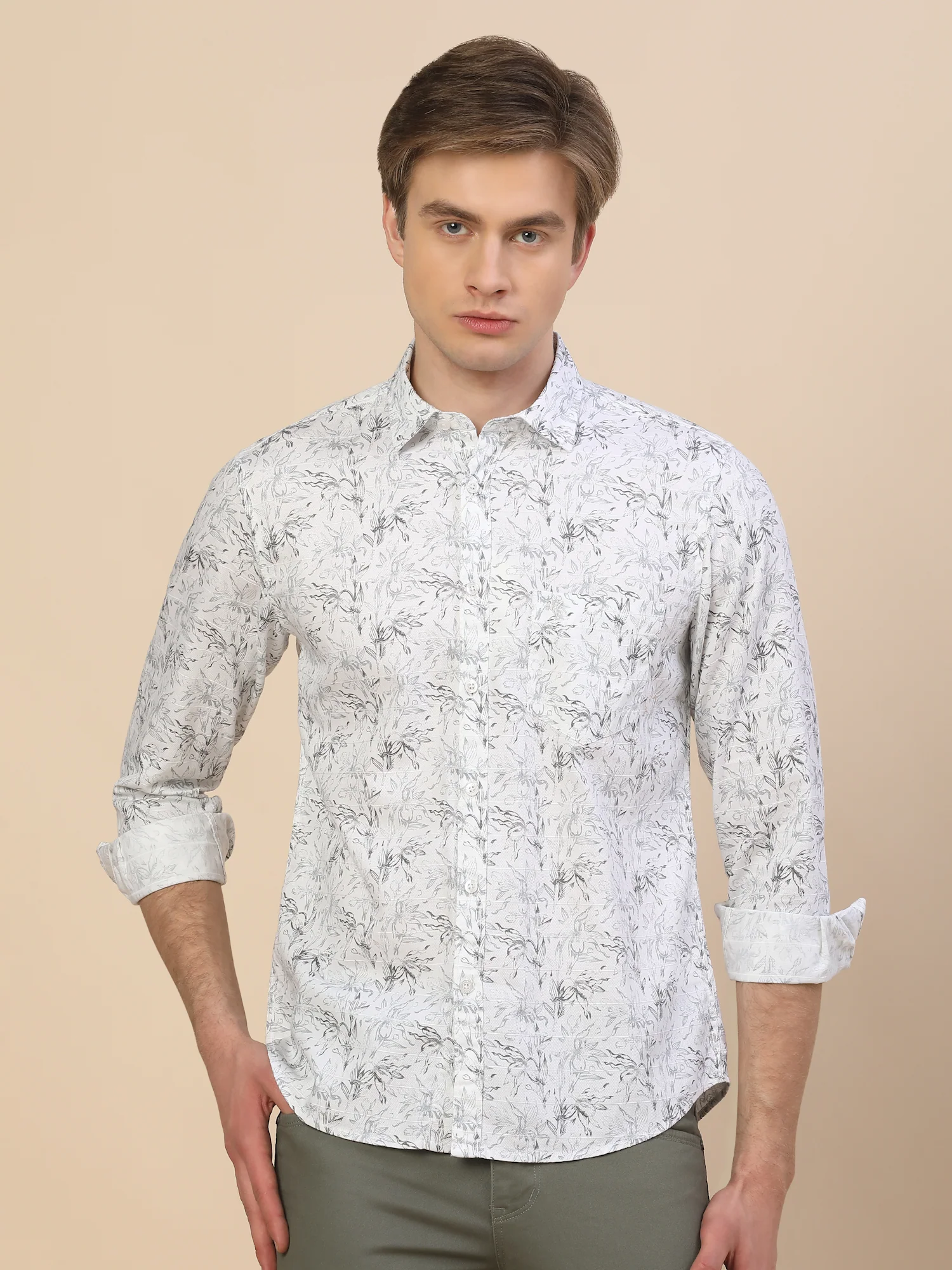 Casual Shirt for Men | Breathable & Soft with Color Fastness Regular Fit Spread Collar Neck Cotton Fabric Printed Pattern - Image 2