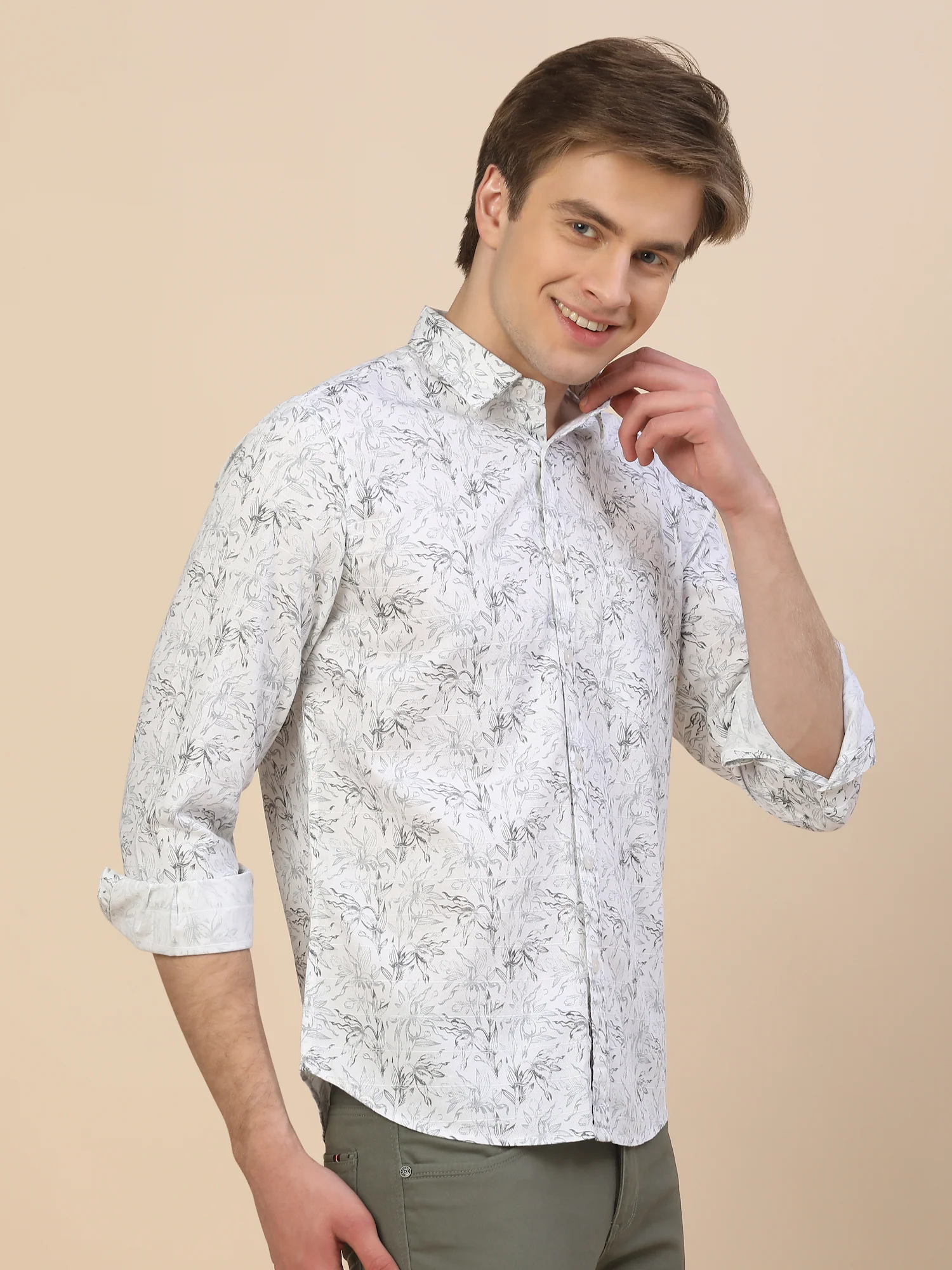 Casual Shirt for Men | Breathable & Soft with Color Fastness Regular Fit Spread Collar Neck Cotton Fabric Printed Pattern - Image 3
