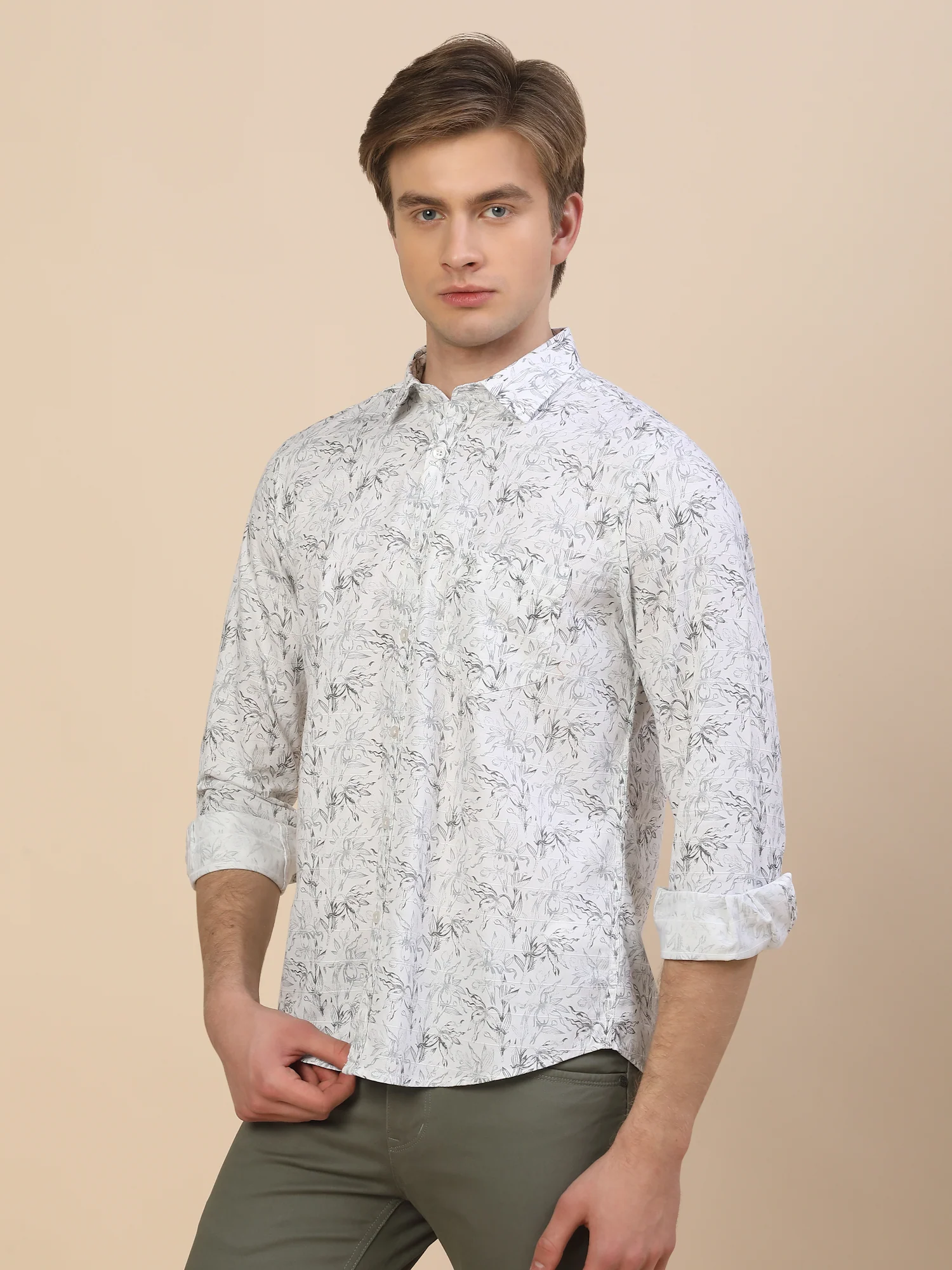 Casual Shirt for Men | Breathable & Soft with Color Fastness Regular Fit Spread Collar Neck Cotton Fabric Printed Pattern - Image 4
