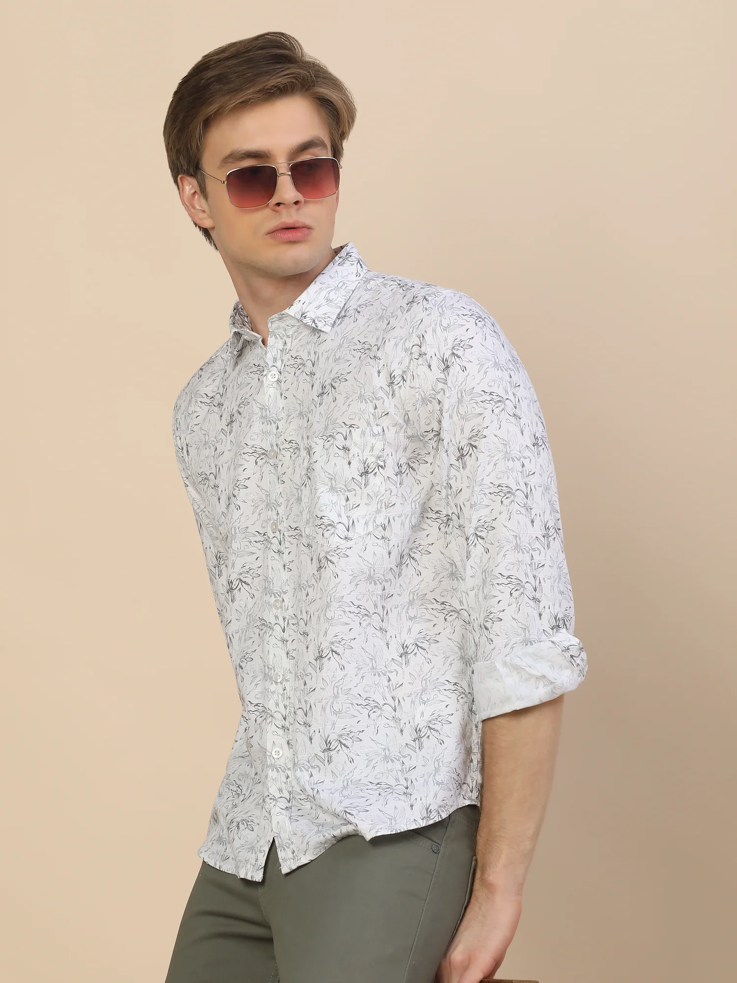 Casual Shirt for Men | Breathable & Soft with Color Fastness Regular Fit Spread Collar Neck Cotton Fabric Printed Pattern - Image 7