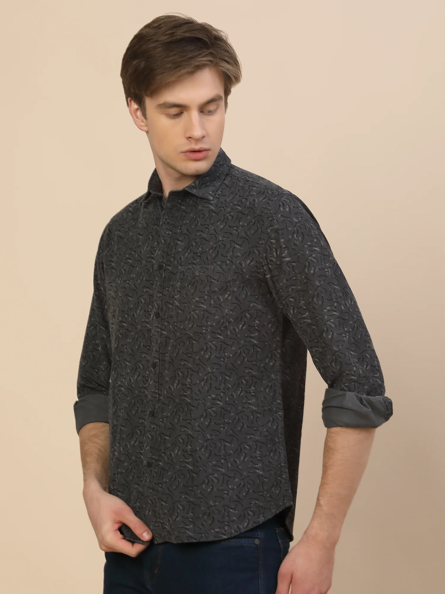 Casual Shirt for Men | Breathable & Soft with Color Fastness Regular Fit Spread Collar Neck Cotton Fabric Printed Pattern - Image 3
