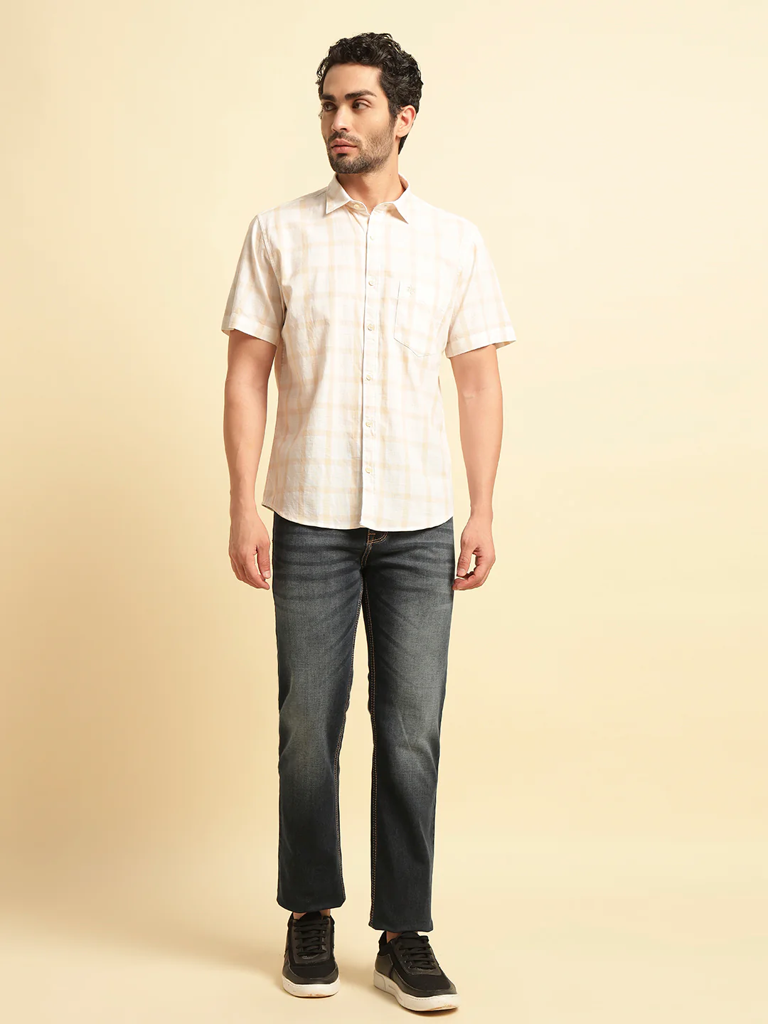 Casual Shirt for Men | Breathable & Soft with Color Fastness Regular Fit Spread Collar Neck Cotton Fabric Checkered Pattern - Image 4