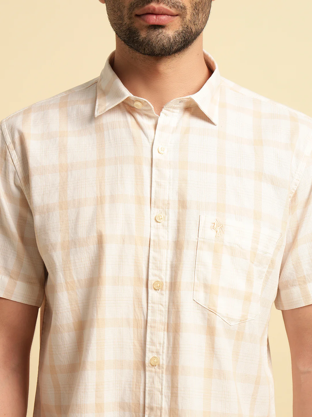 Casual Shirt for Men | Breathable & Soft with Color Fastness Regular Fit Spread Collar Neck Cotton Fabric Checkered Pattern - Image 5