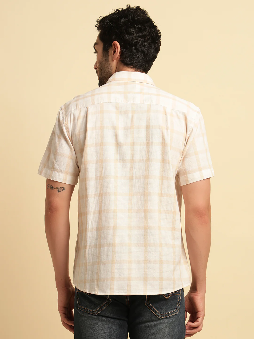 Casual Shirt for Men | Breathable & Soft with Color Fastness Regular Fit Spread Collar Neck Cotton Fabric Checkered Pattern - Image 6