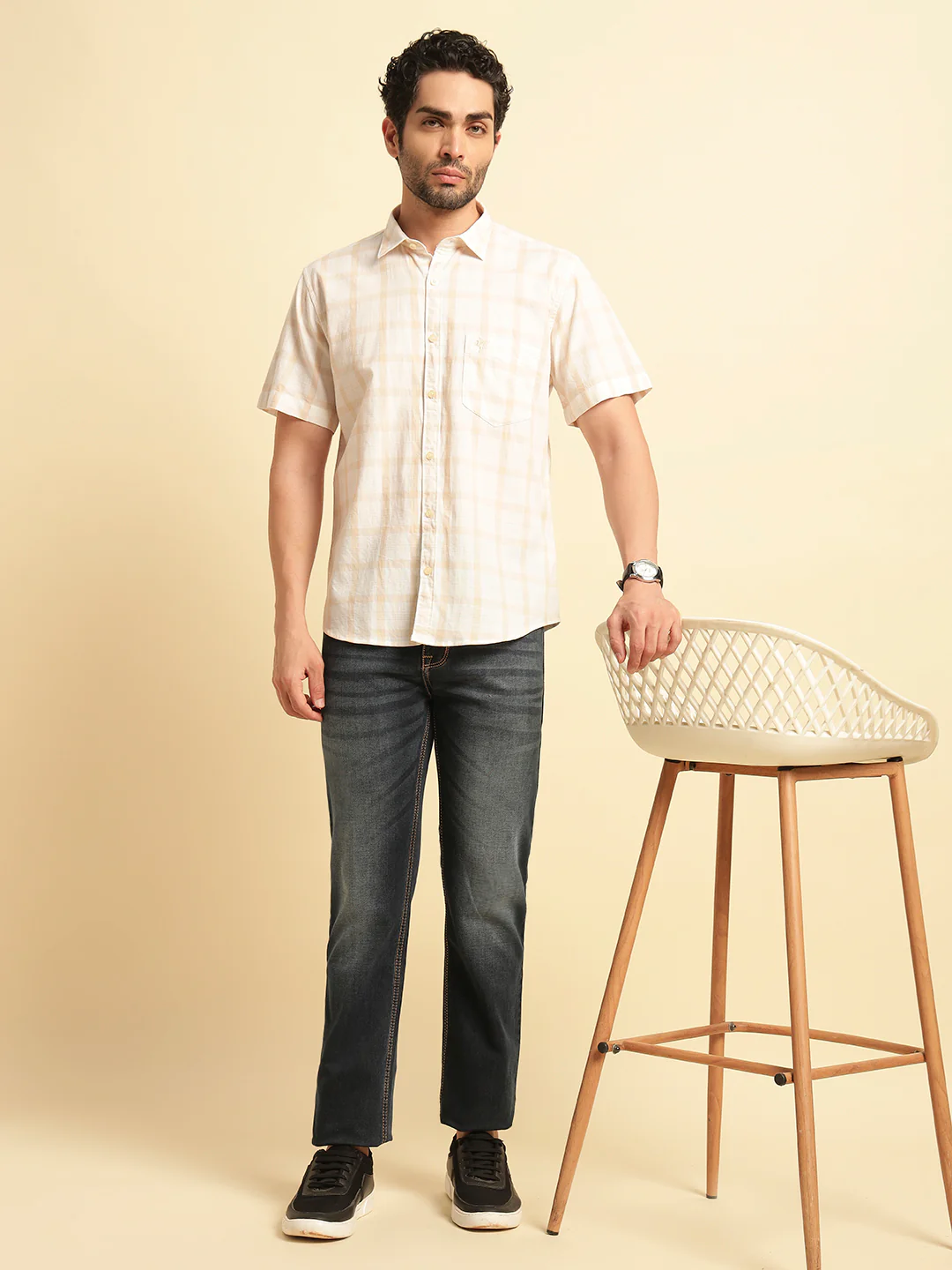 Casual Shirt for Men | Breathable & Soft with Color Fastness Regular Fit Spread Collar Neck Cotton Fabric Checkered Pattern - Image 7