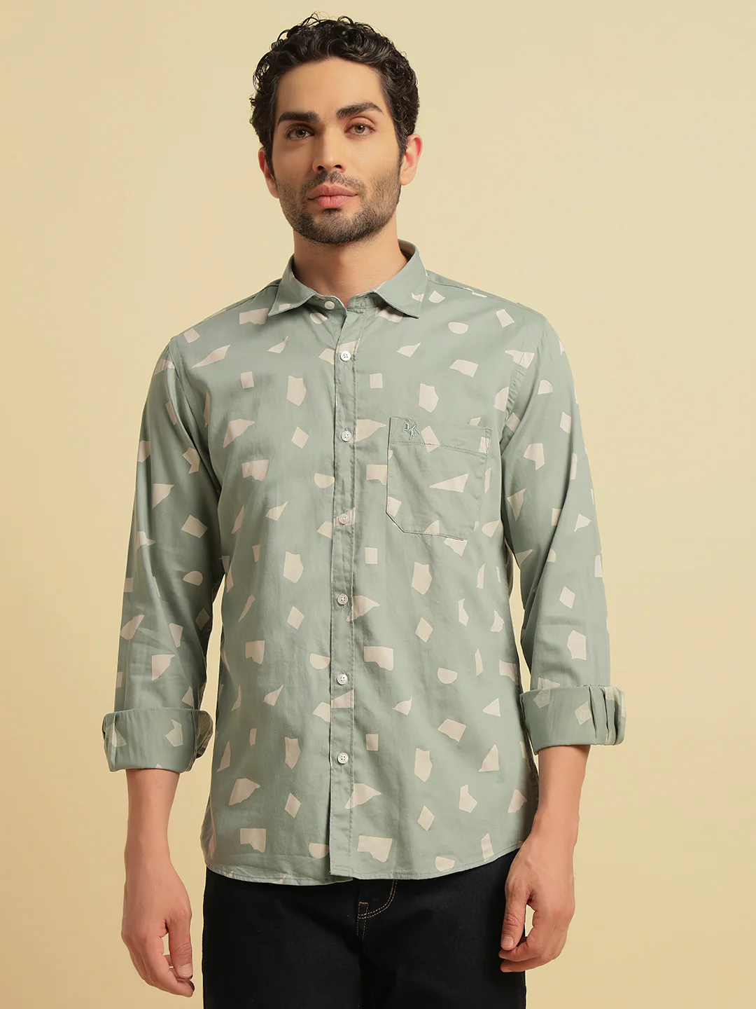 Casual Shirt for Men | Breathable & Soft with Color Fastness Regular Fit Spread Collar Neck Cotton Fabric Printed Pattern - Image 2