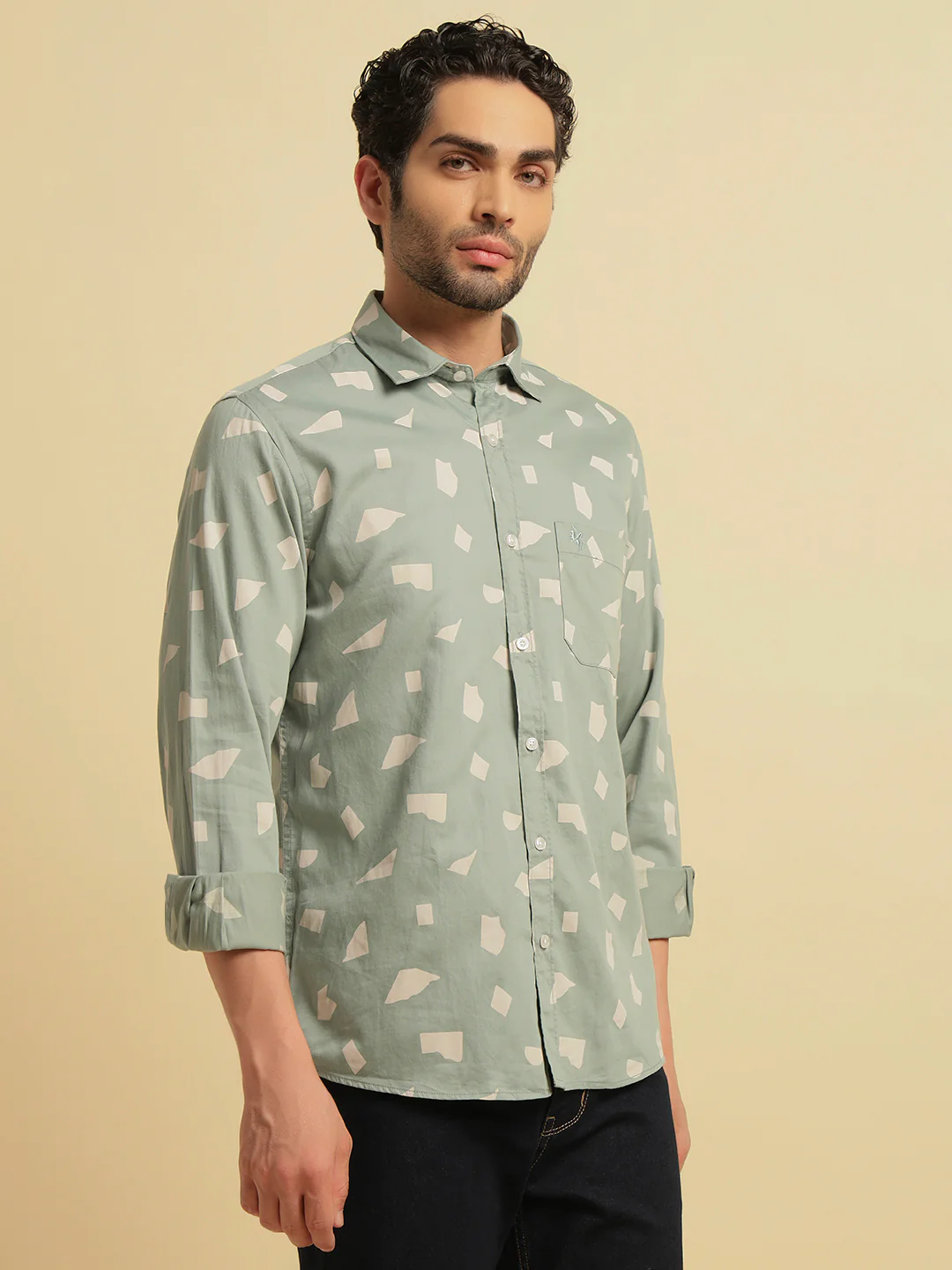 Casual Shirt for Men | Breathable & Soft with Color Fastness Regular Fit Spread Collar Neck Cotton Fabric Printed Pattern - Image 3