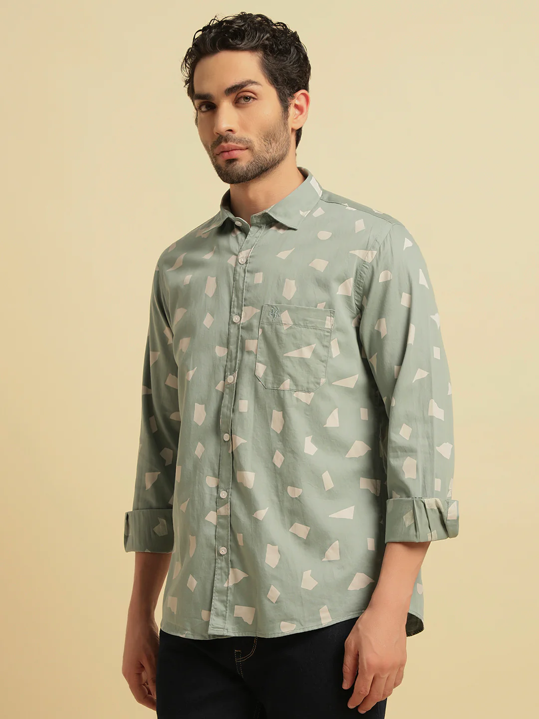 Casual Shirt for Men | Breathable & Soft with Color Fastness Regular Fit Spread Collar Neck Cotton Fabric Printed Pattern - Image 4