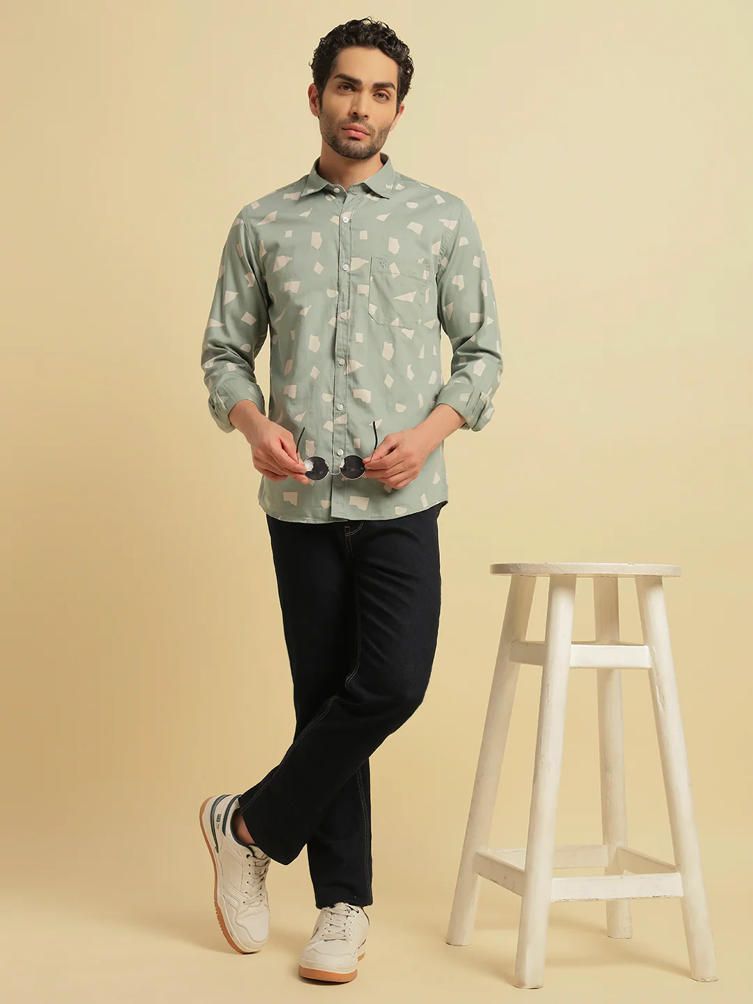 Casual Shirt for Men | Breathable & Soft with Color Fastness Regular Fit Spread Collar Neck Cotton Fabric Printed Pattern - Image 8